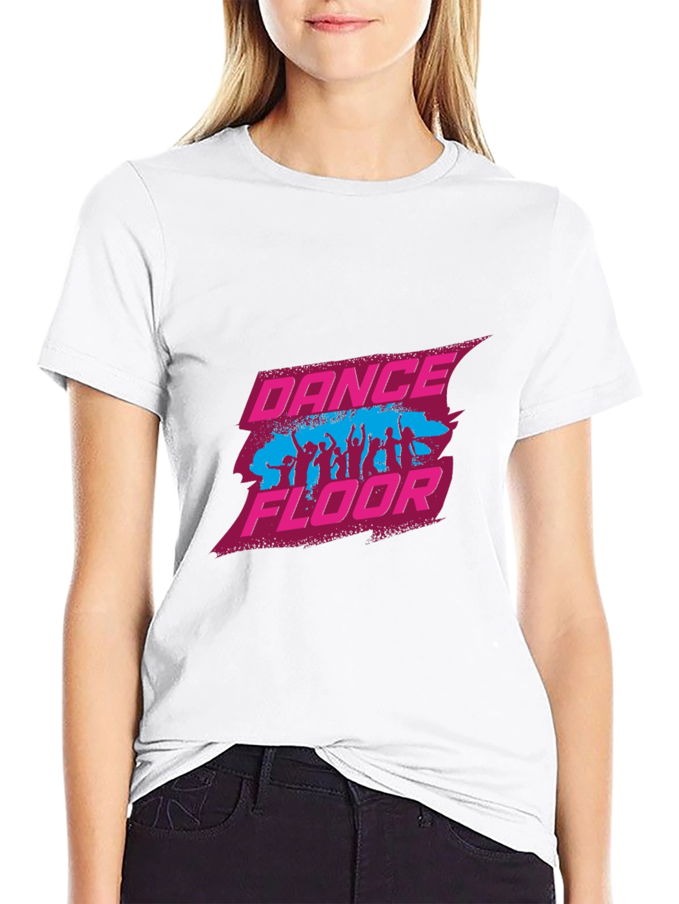 Dance Floor Graphic Tee - Black Cotton Blend