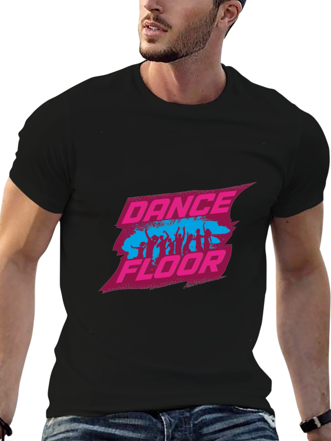Dance Floor Graphic Tee - Black Cotton Blend