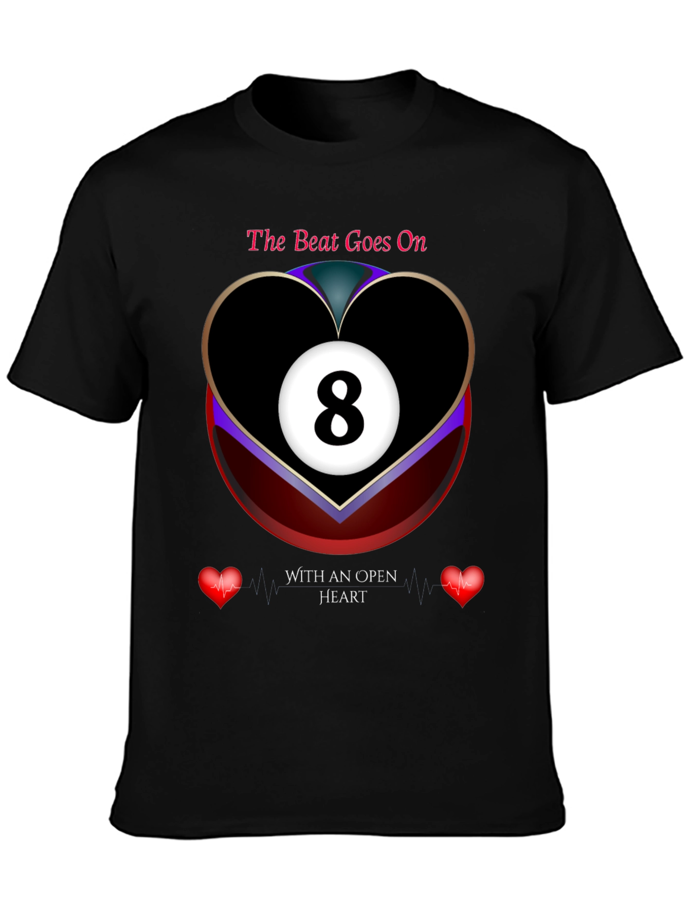 The Beat Goes On 8-Ball Heart Graphic T-Shirt