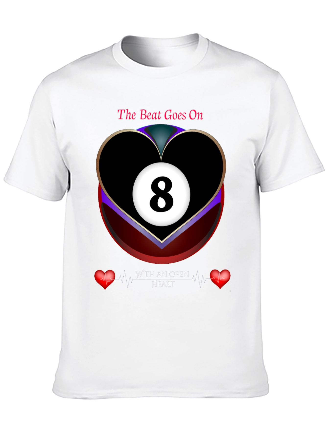The Beat Goes On 8-Ball Heart Graphic T-Shirt