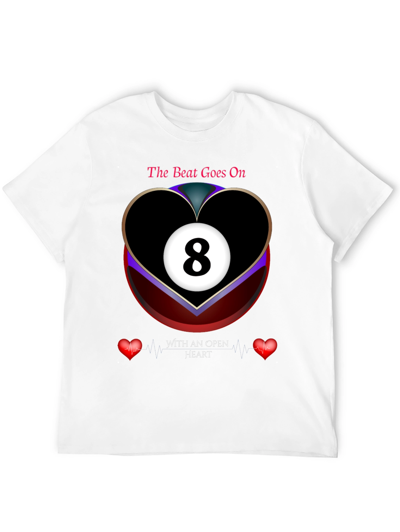 The Beat Goes On 8-Ball Heart Graphic T-Shirt