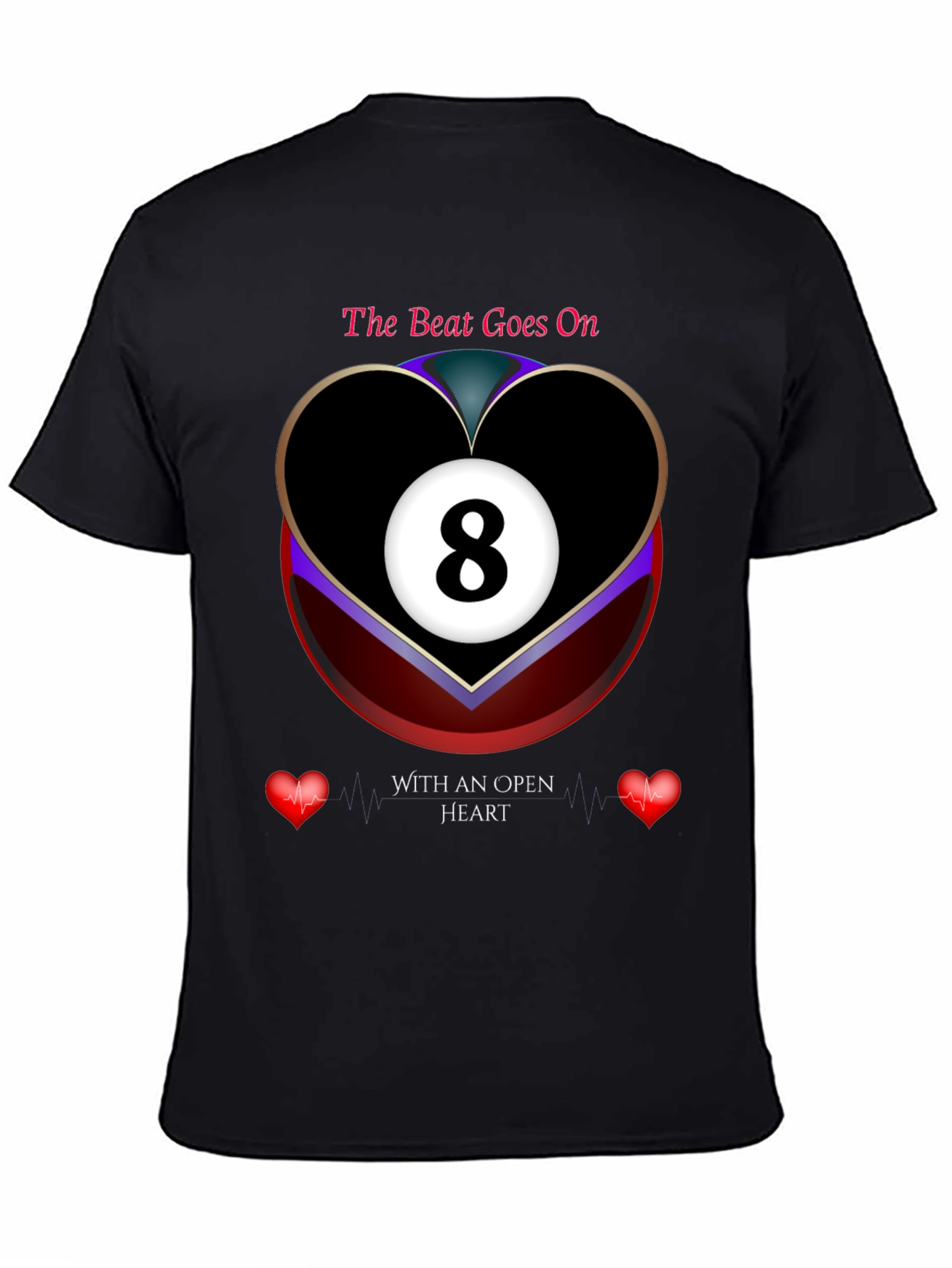 The Beat Goes On 8-Ball Heart Graphic T-Shirt