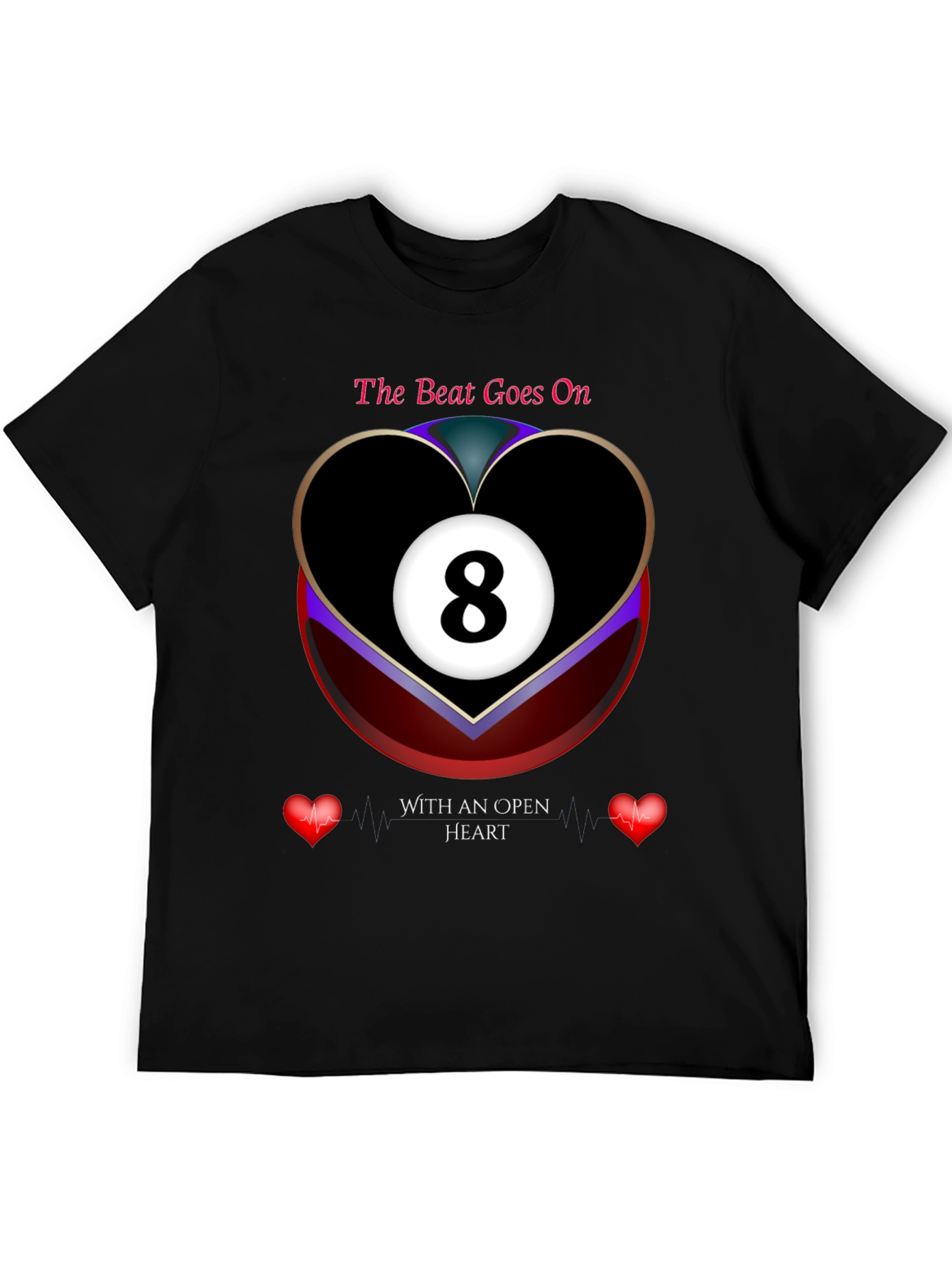 The Beat Goes On 8-Ball Heart Graphic T-Shirt