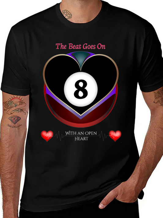 The Beat Goes On 8-Ball Heart Graphic T-Shirt