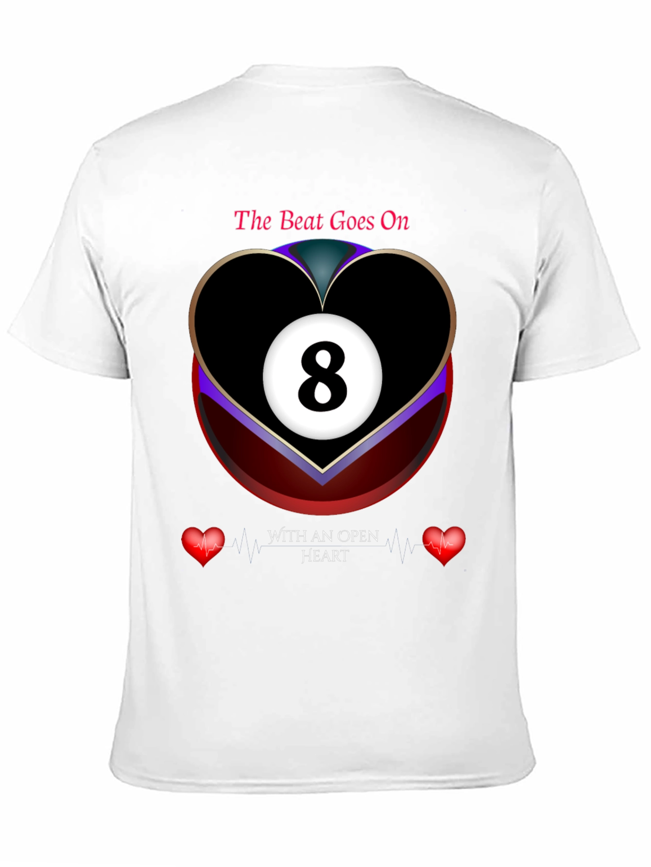 The Beat Goes On 8-Ball Heart Graphic T-Shirt
