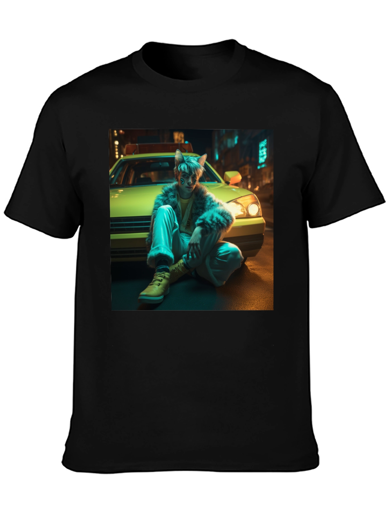 Urban Anime Style Black Graphic Tee