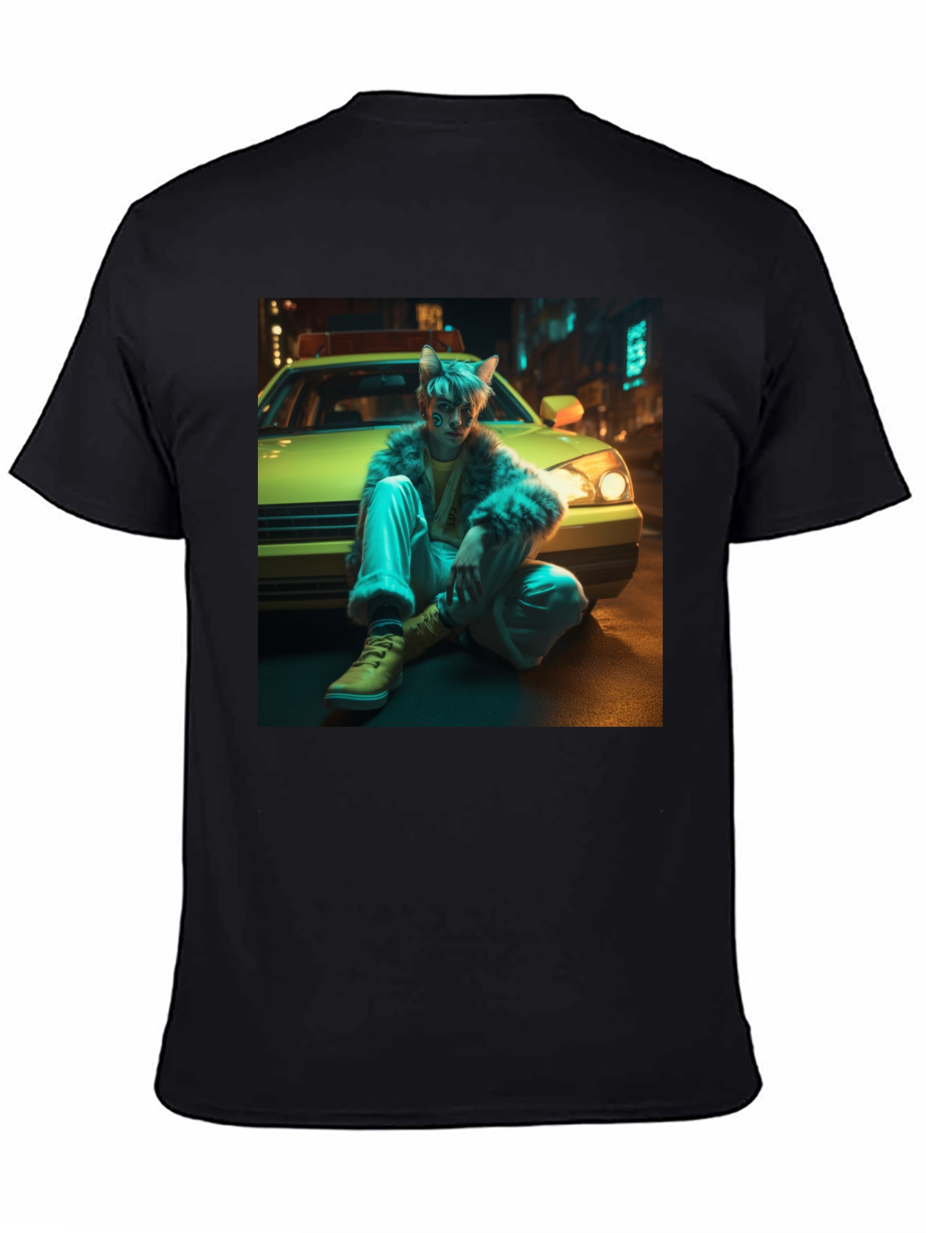 Urban Anime Style Black Graphic Tee