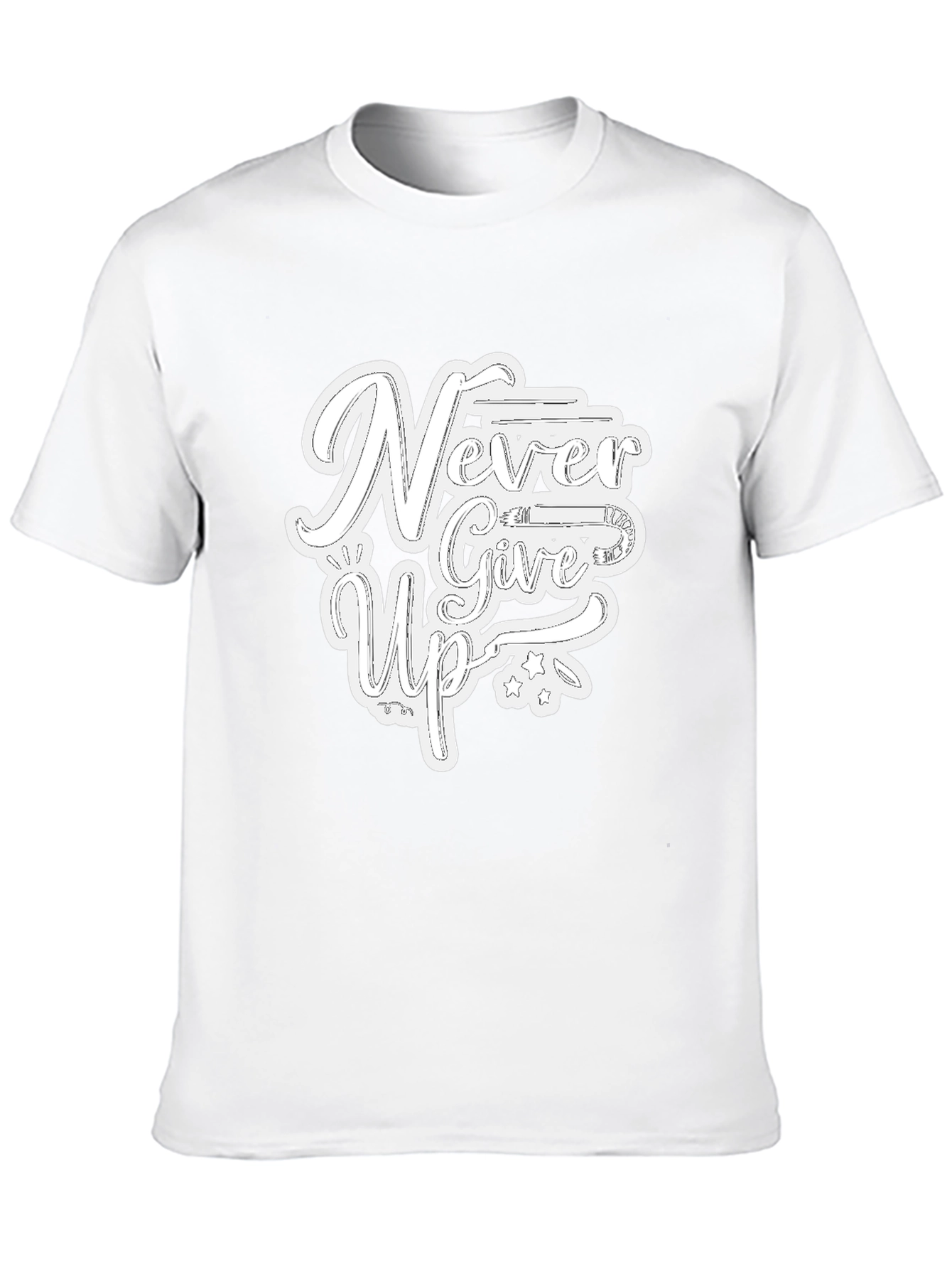 Never Give Up Graphic Print T-Shirt - Black