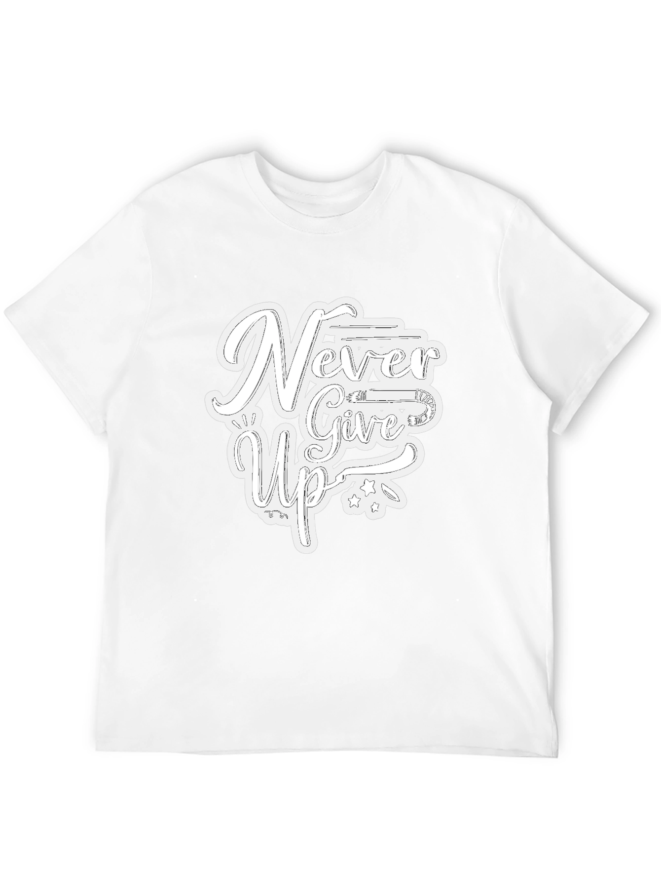 Never Give Up Graphic Print T-Shirt - Black