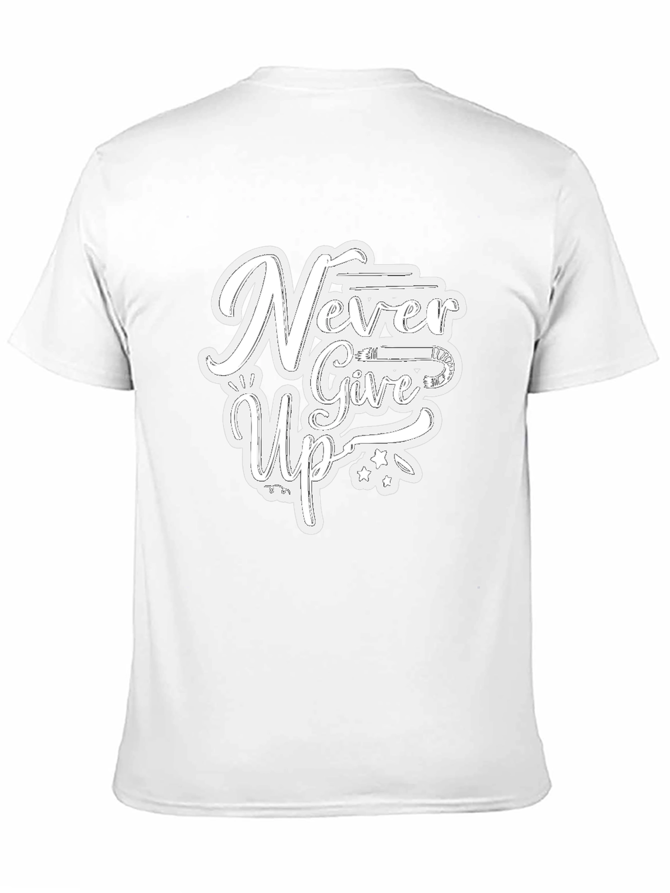 Never Give Up Graphic Print T-Shirt - Black