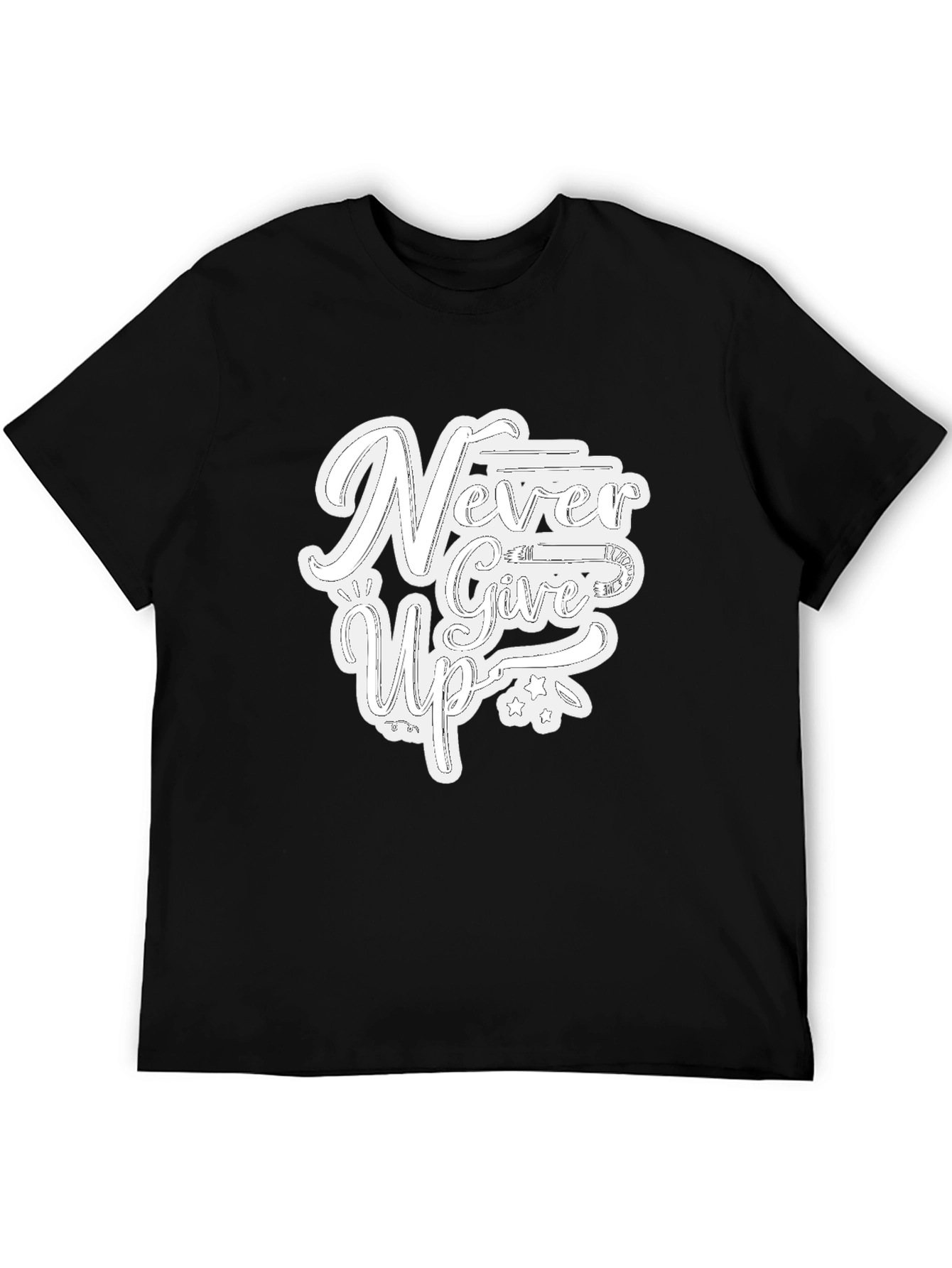 Never Give Up Graphic Print T-Shirt - Black