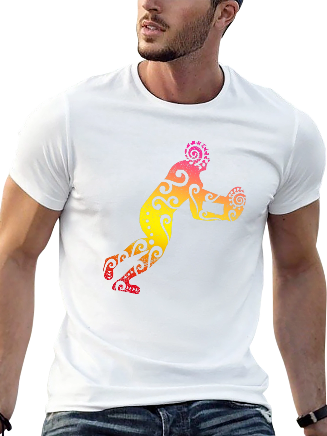 Tribal Art Rugby Player Graphic Tee
