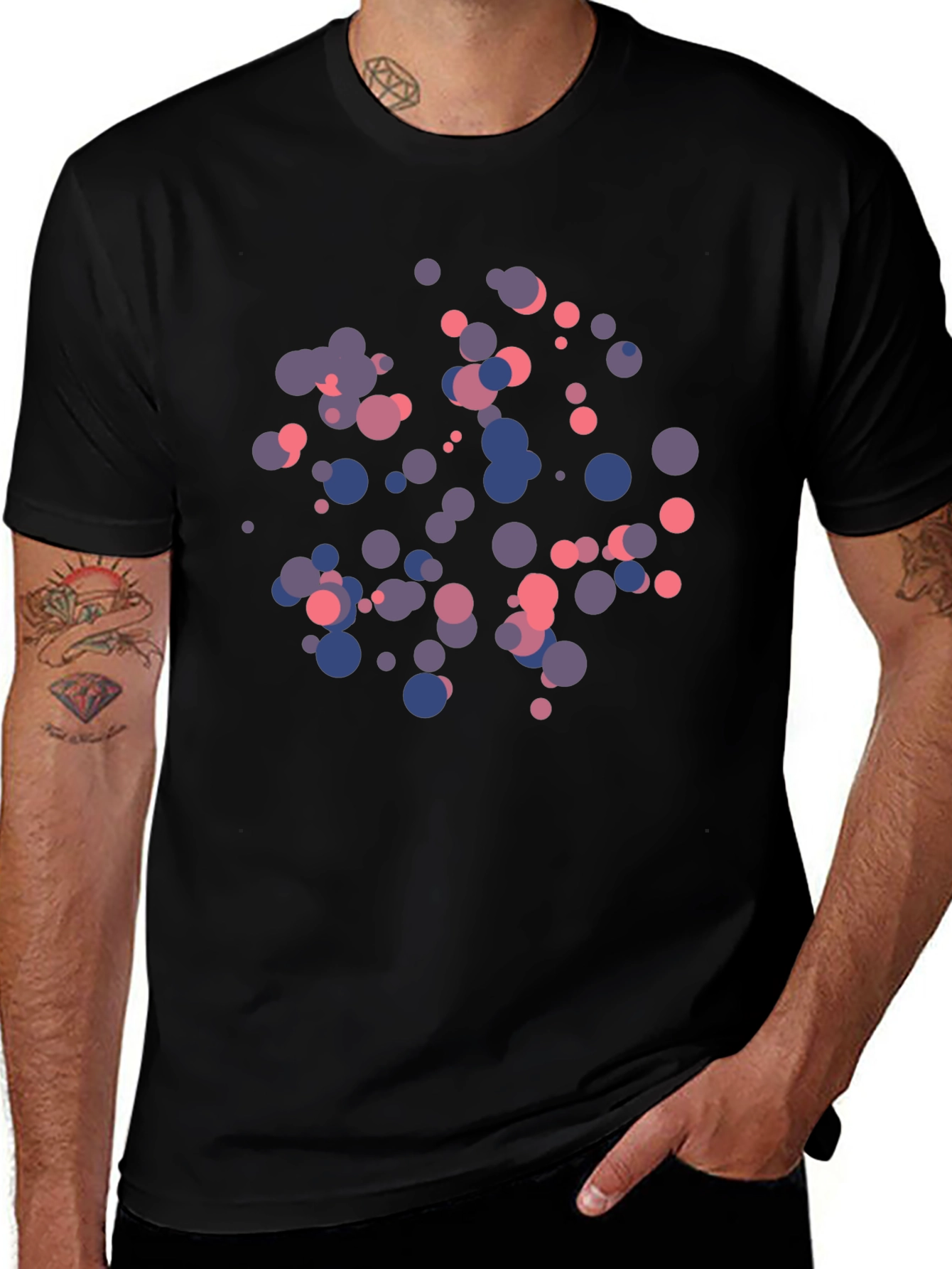 Abstract Dot Print Black T-Shirt