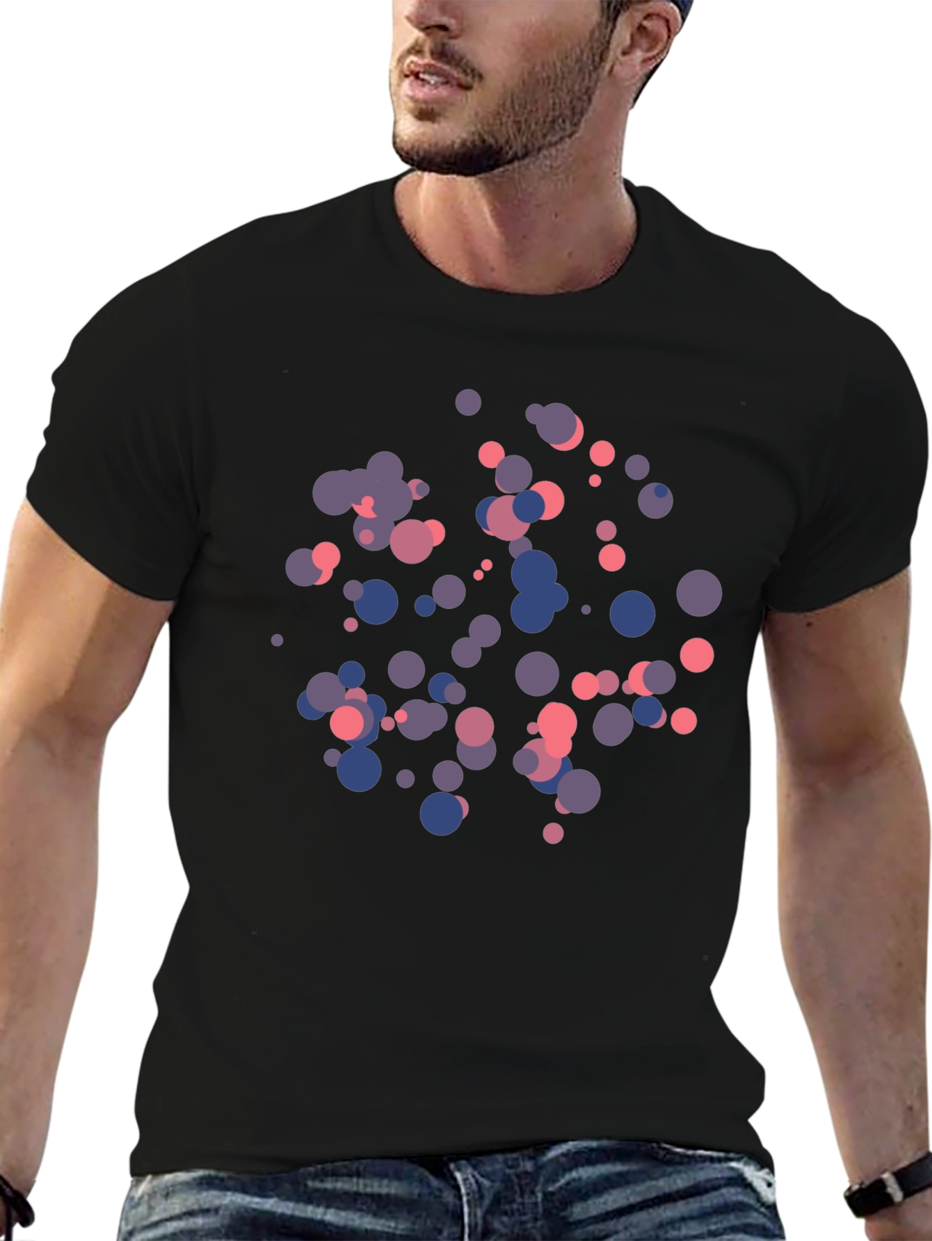 Abstract Dot Print Black T-Shirt