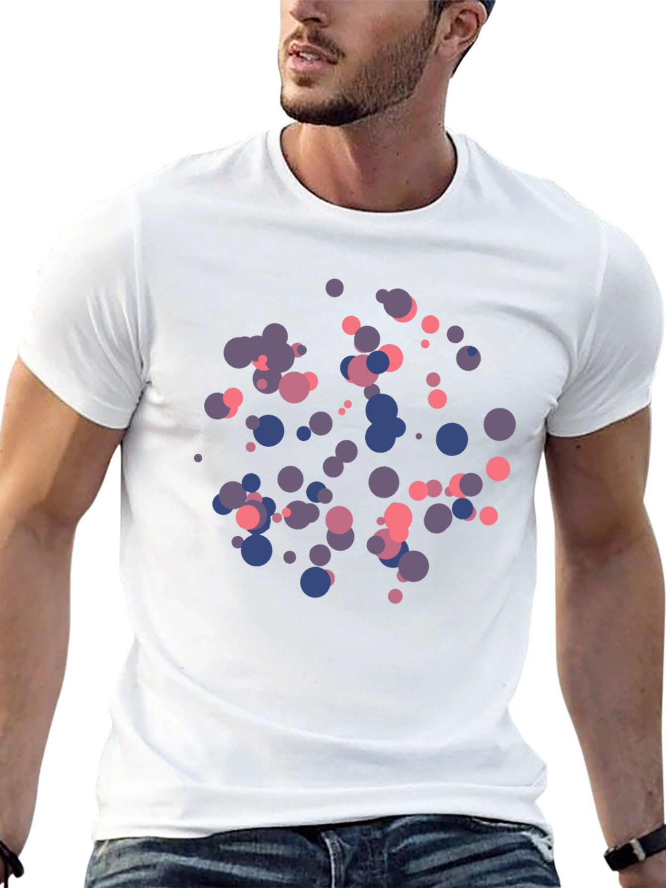 Abstract Dot Print Black T-Shirt
