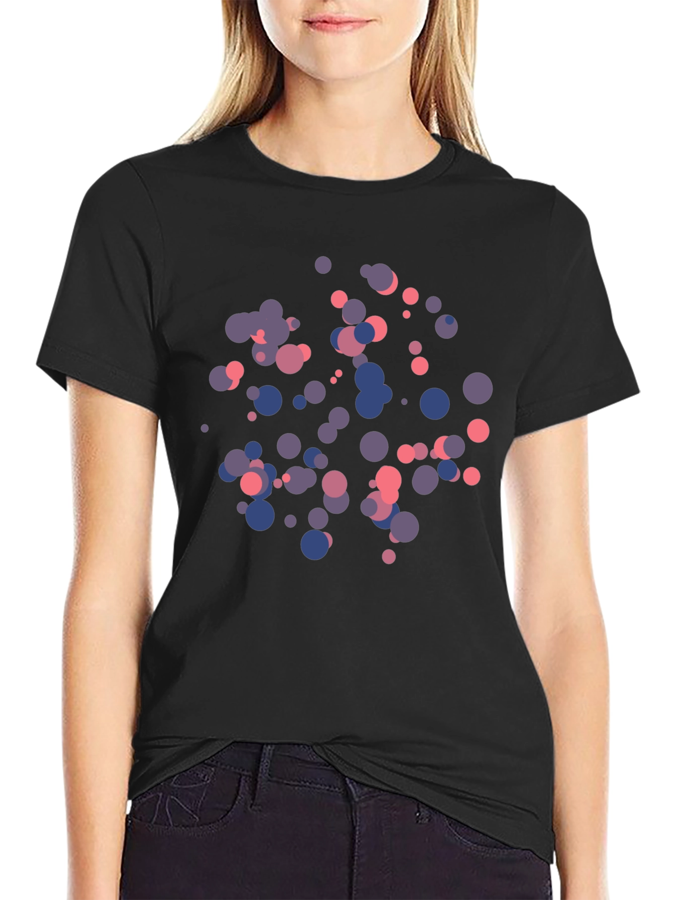 Abstract Dot Print Black T-Shirt