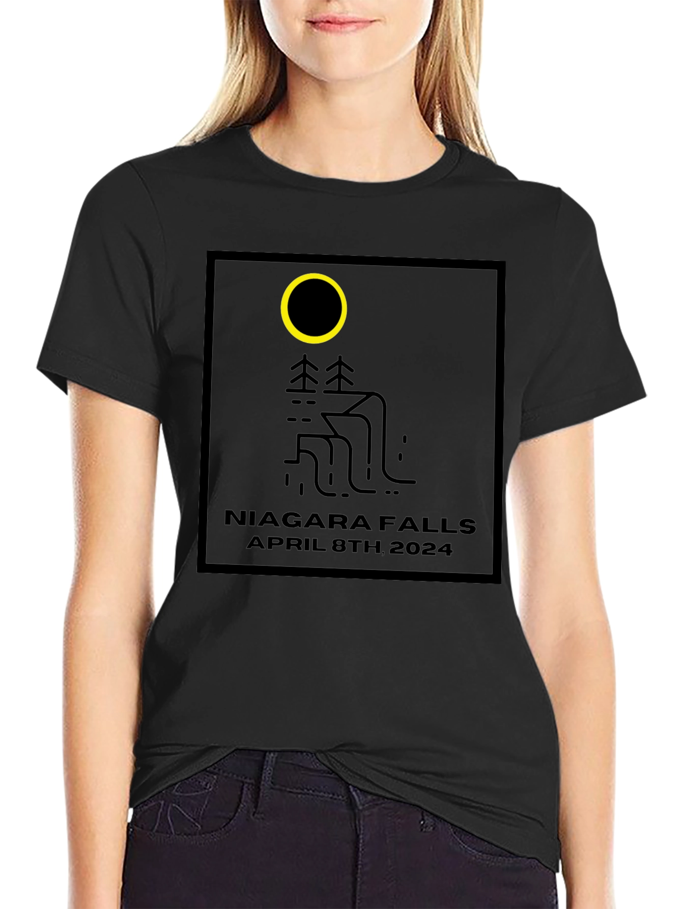 Niagara Falls April 8th 2024 Black T-Shirt