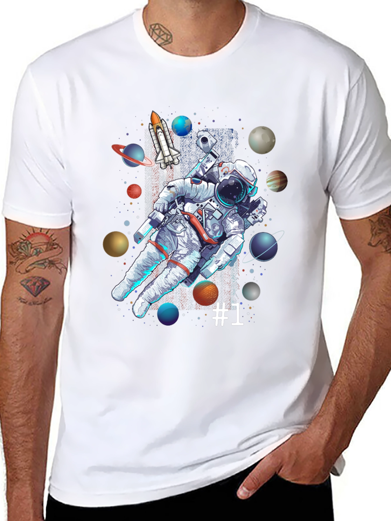 Astronaut in Space Graphic T-Shirt - Black