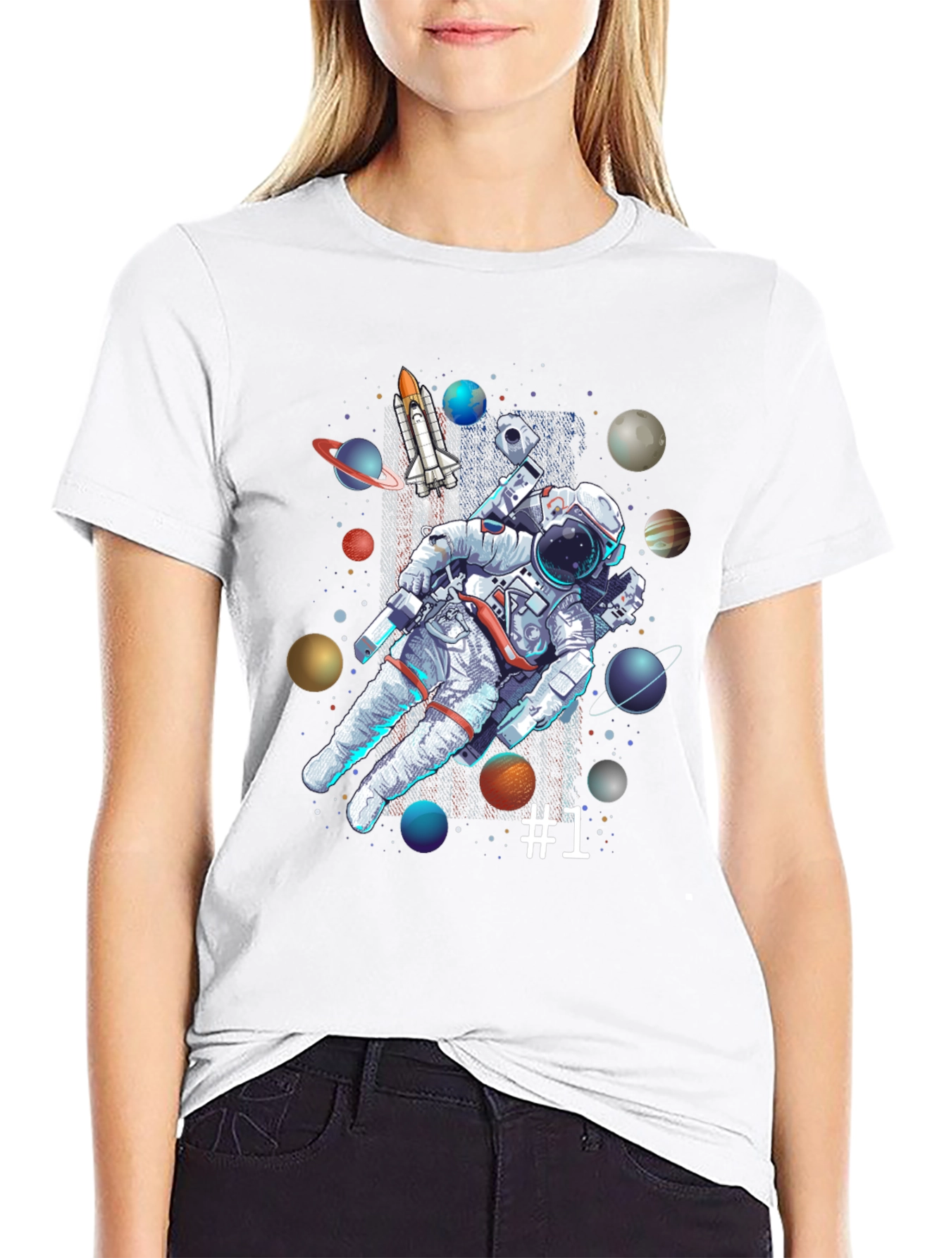 Astronaut in Space Graphic T-Shirt - Black