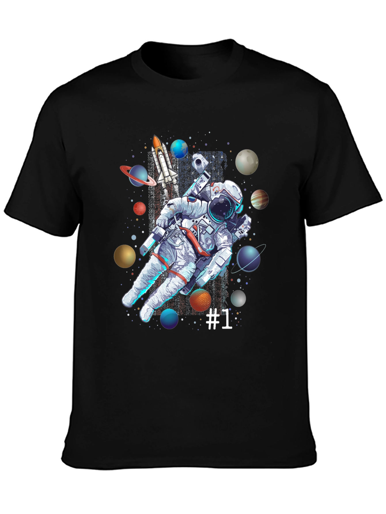 Astronaut in Space Graphic T-Shirt - Black