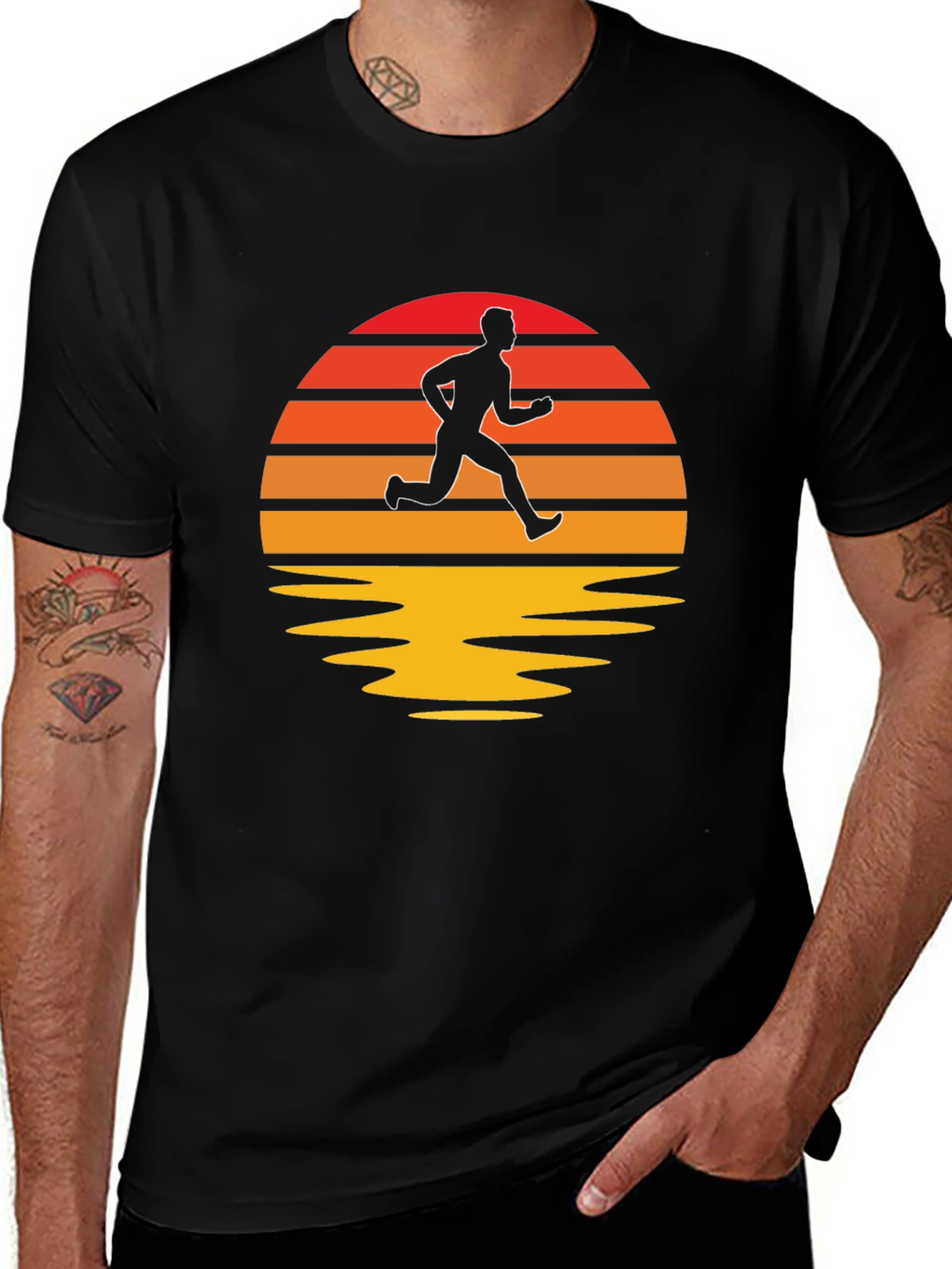 Retro Runner T-Shirt - Sunset Silhouette