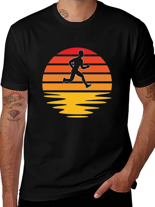 Retro Runner T-Shirt - Sunset Silhouette