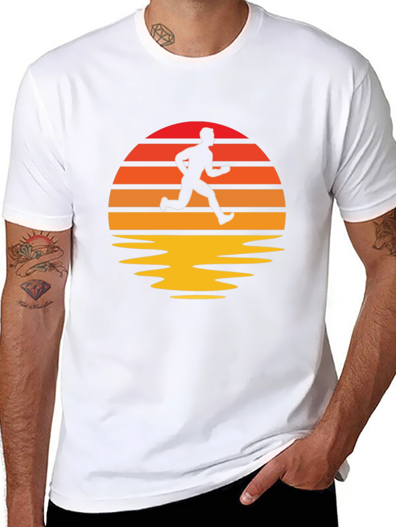 Retro Runner T-Shirt - Sunset Silhouette