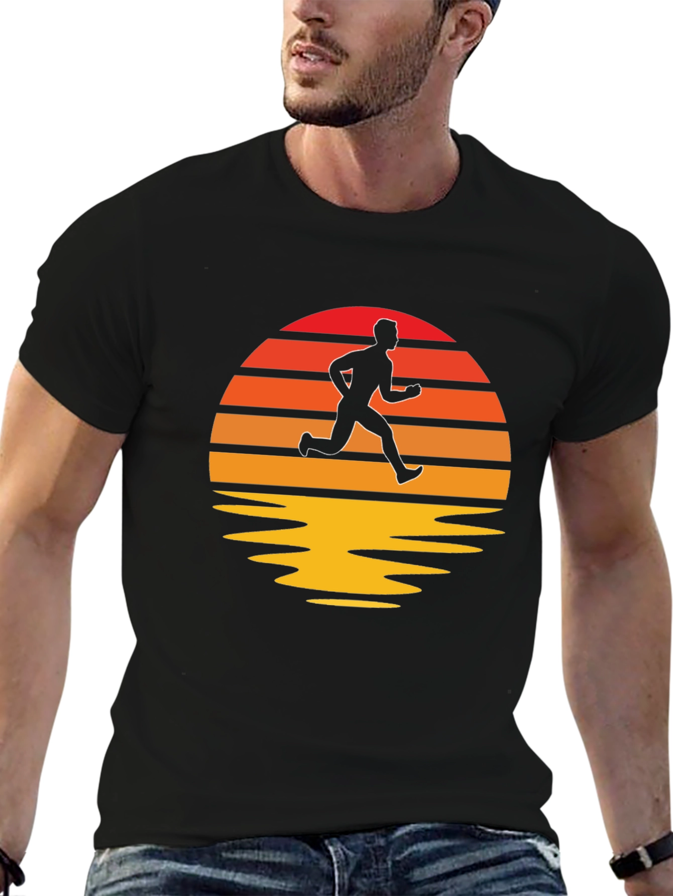 Retro Runner T-Shirt - Sunset Silhouette