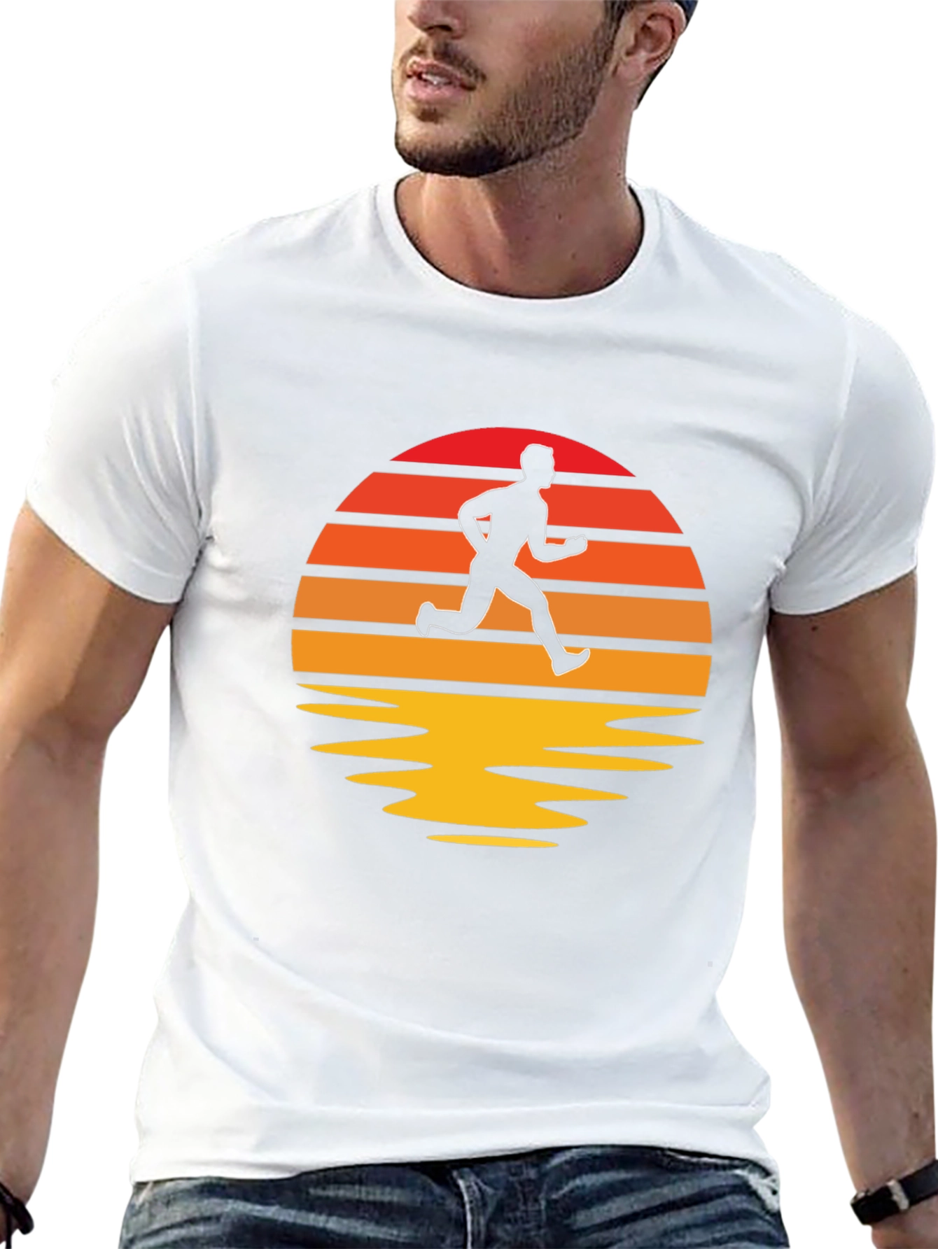Retro Runner T-Shirt - Sunset Silhouette