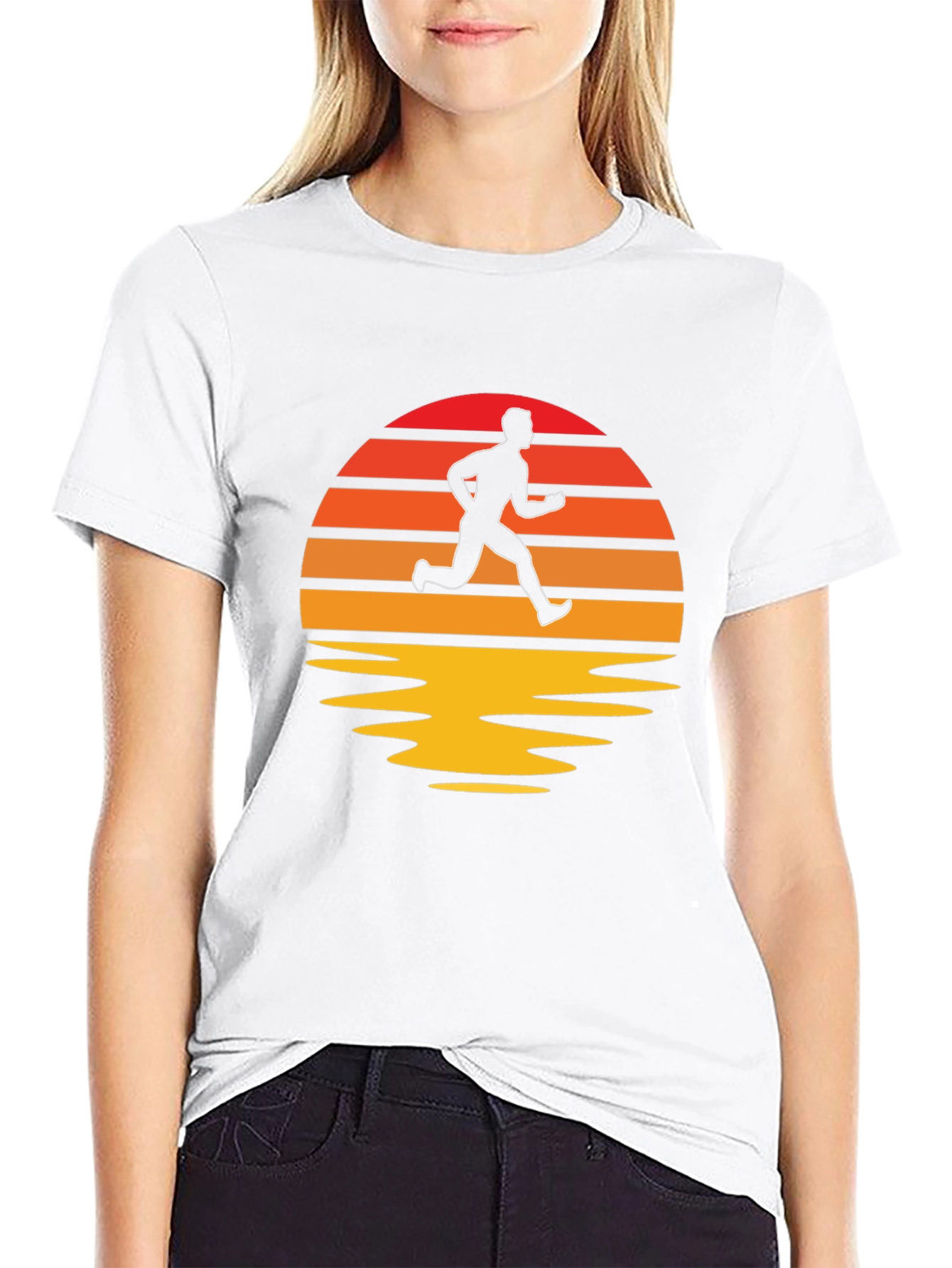 Retro Runner T-Shirt - Sunset Silhouette