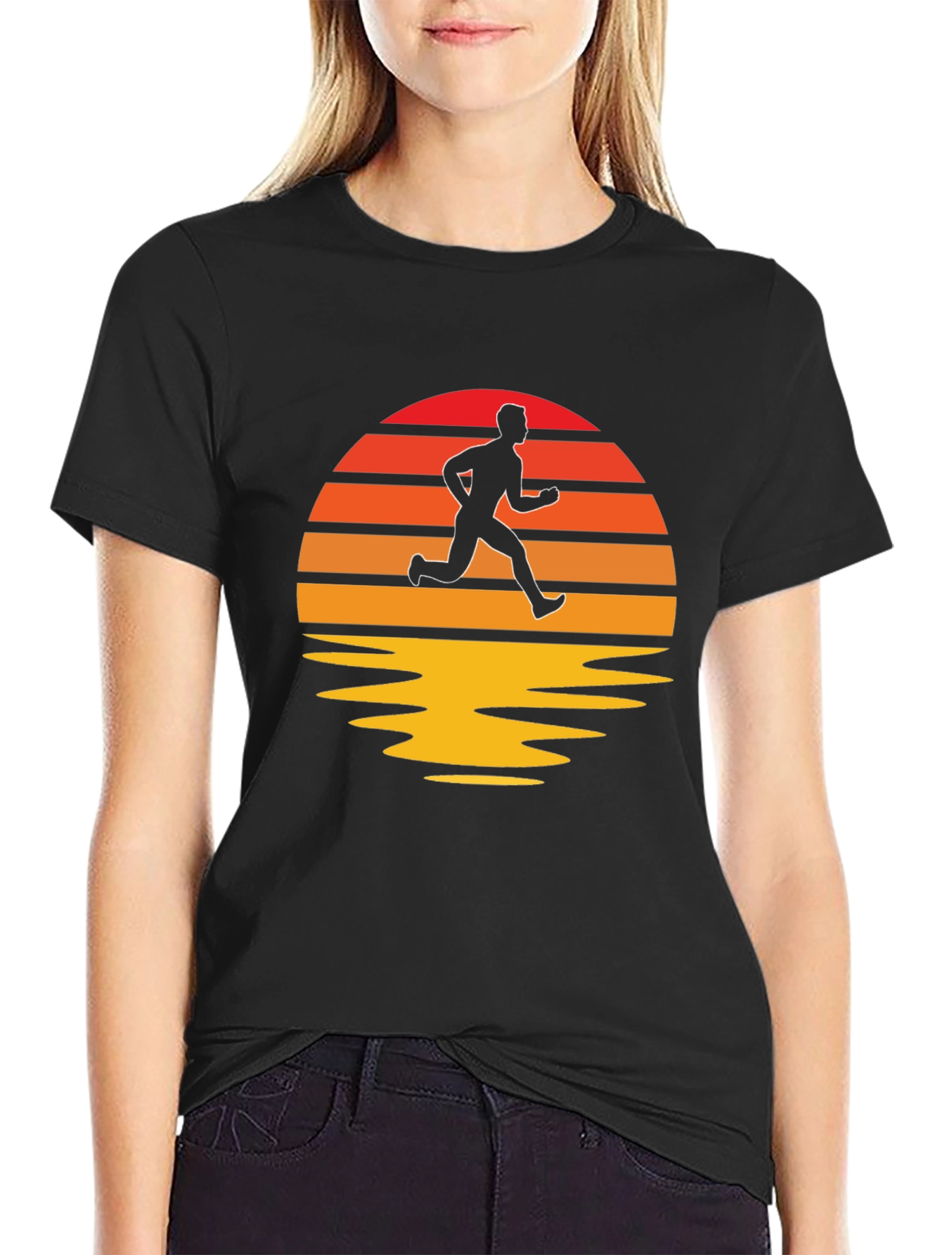 Retro Runner T-Shirt - Sunset Silhouette