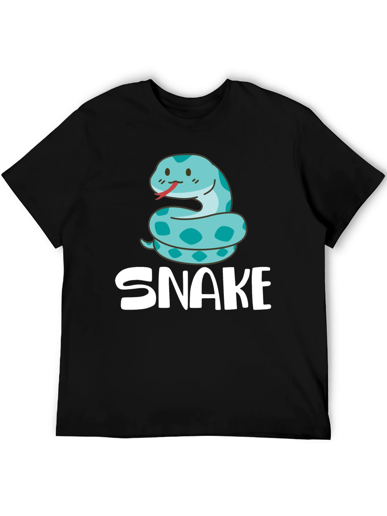 Cute Cartoon Snake T-Shirt - Black
