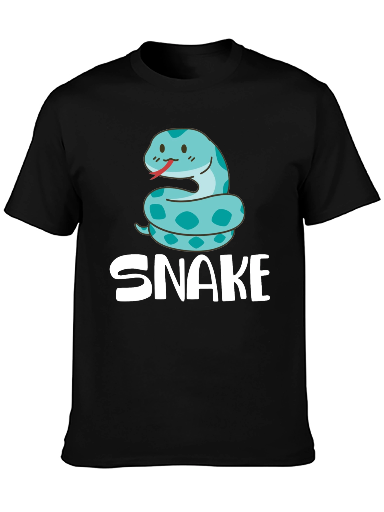 Cute Cartoon Snake T-Shirt - Black