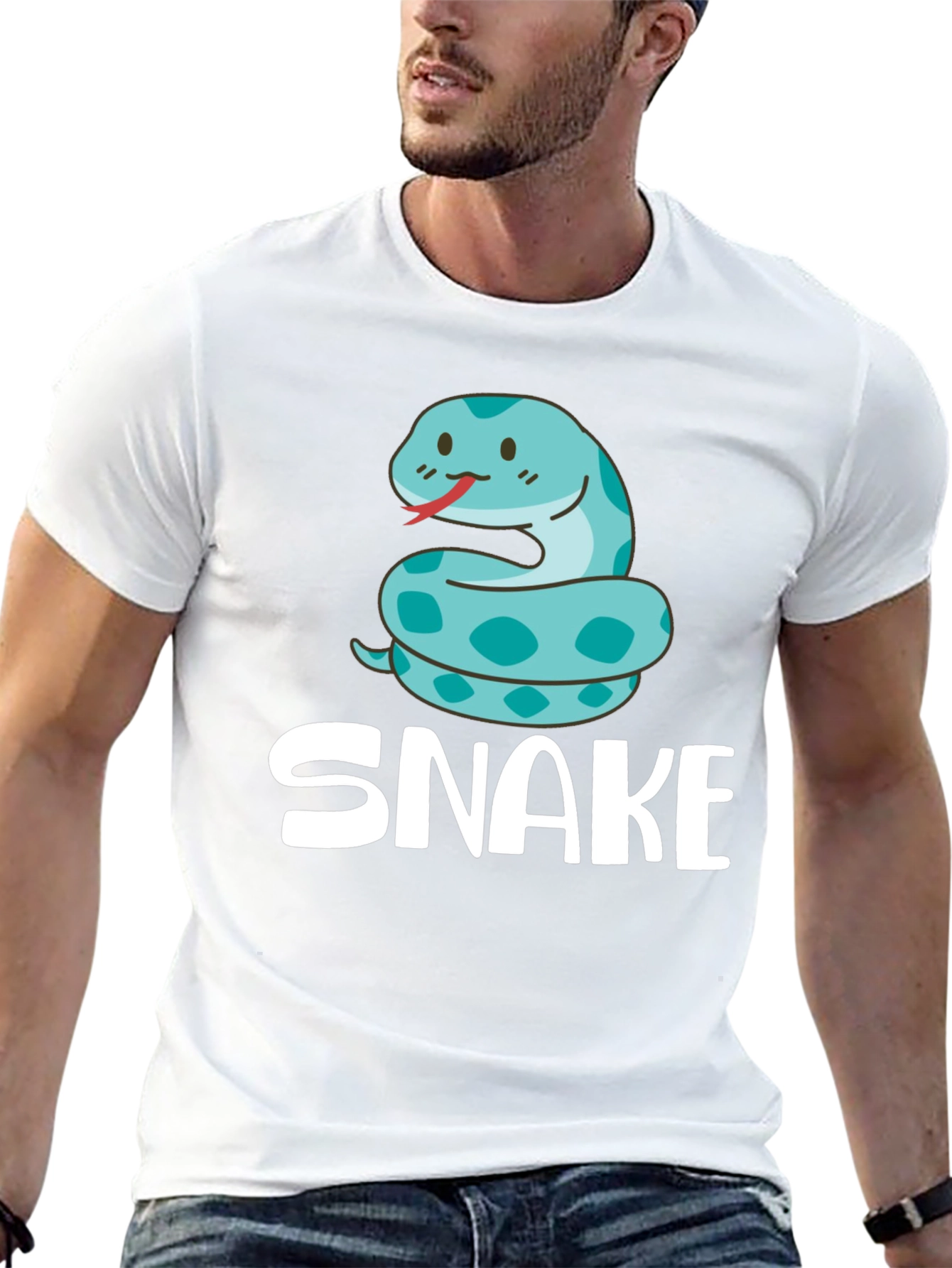 Cute Cartoon Snake T-Shirt - Black