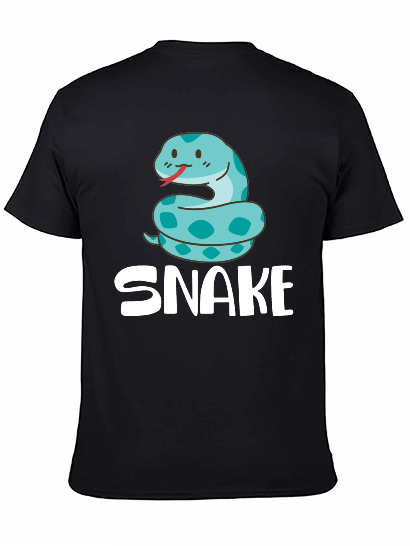 Cute Cartoon Snake T-Shirt - Black