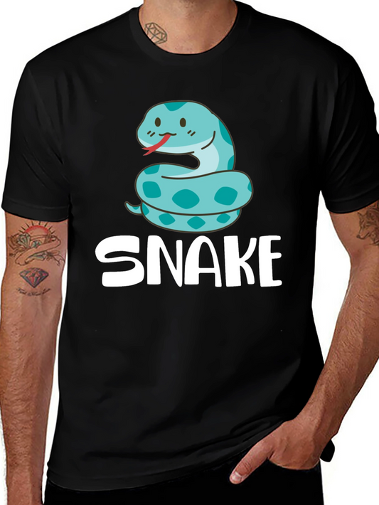 Cute Cartoon Snake T-Shirt - Black