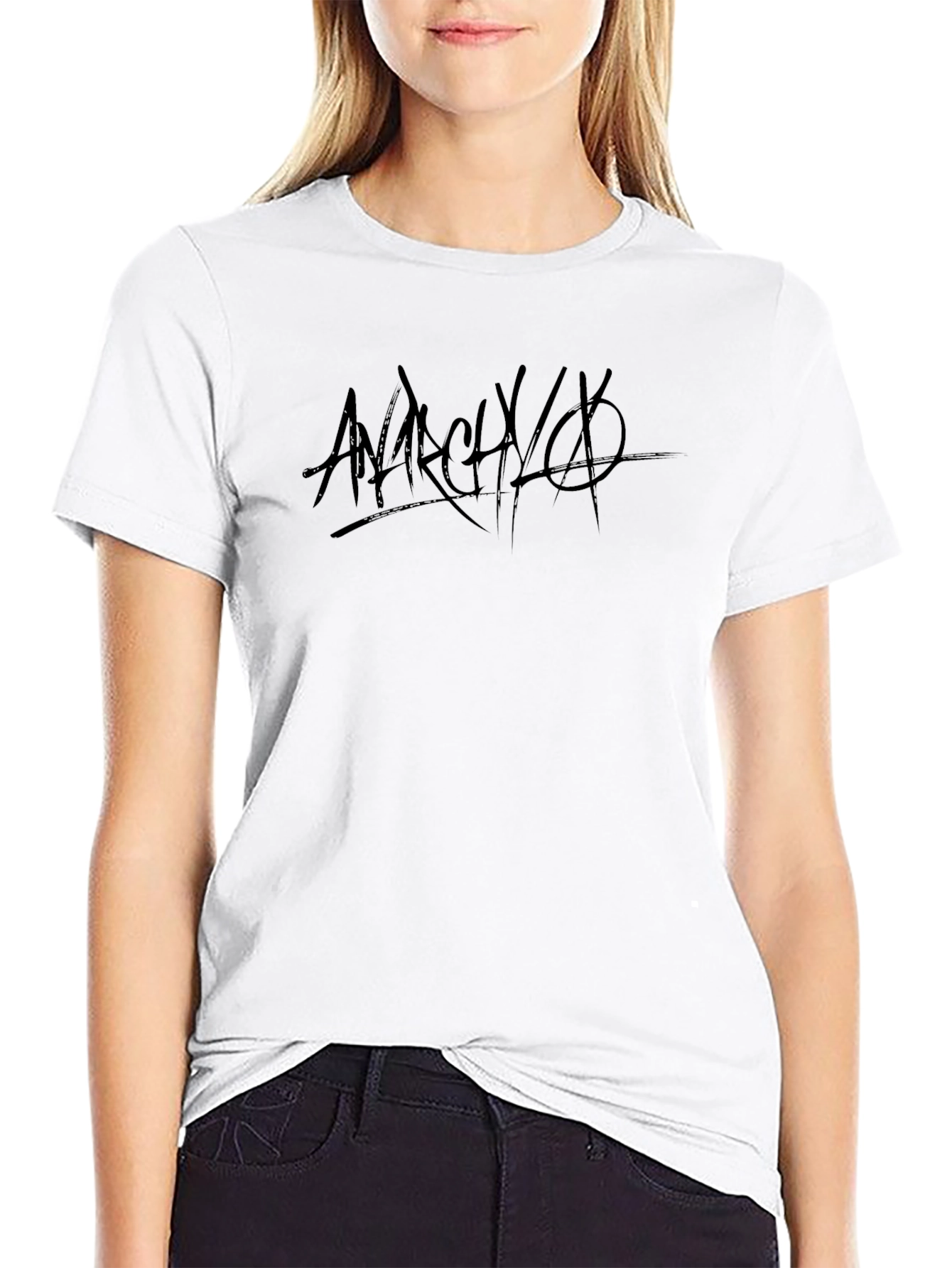 Anarchy Graphic Print Black Cotton T-Shirt