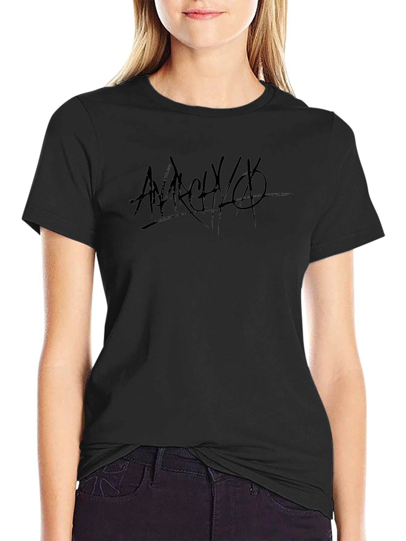 Anarchy Graphic Print Black Cotton T-Shirt