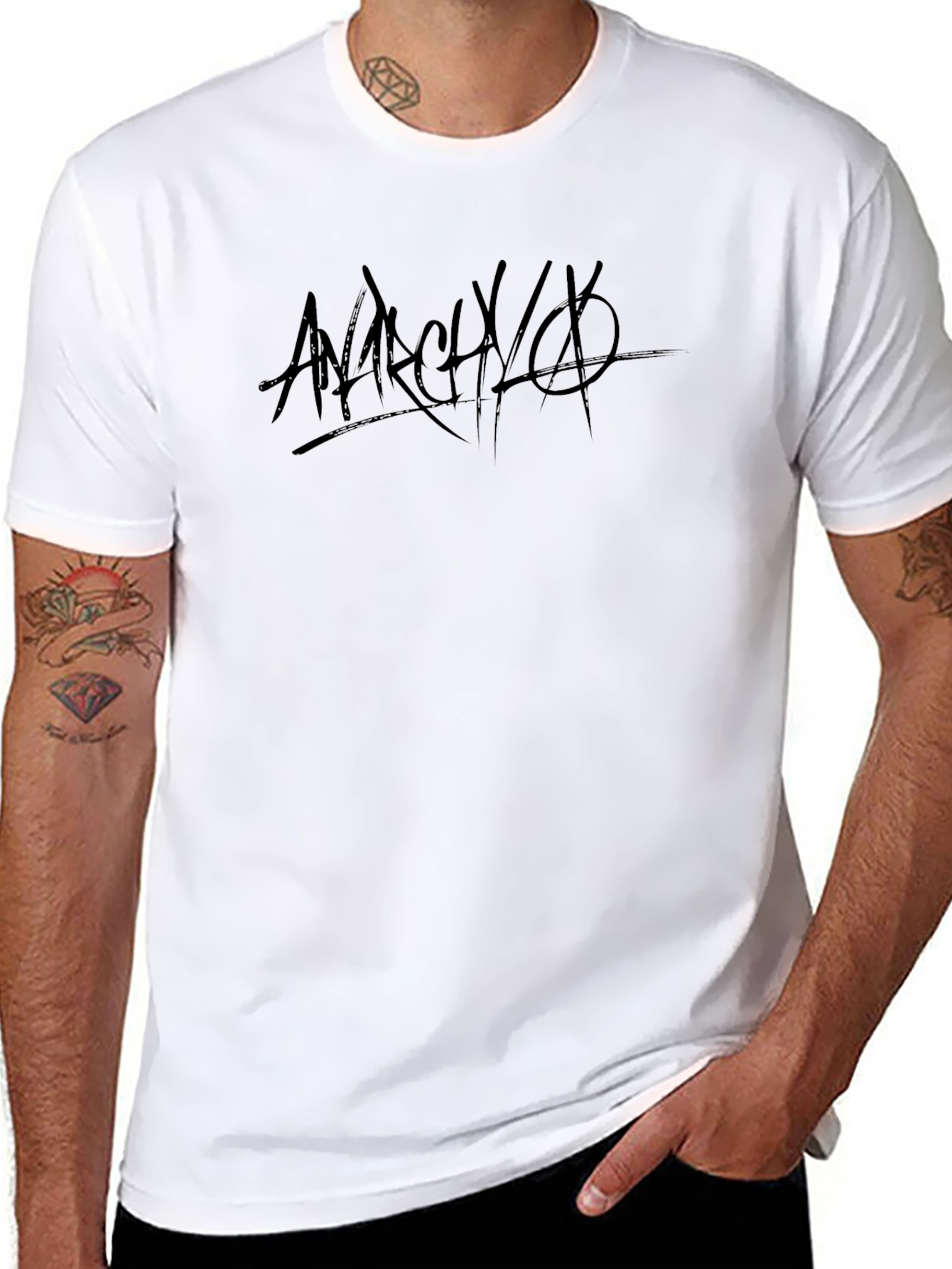 Anarchy Graphic Print Black Cotton T-Shirt