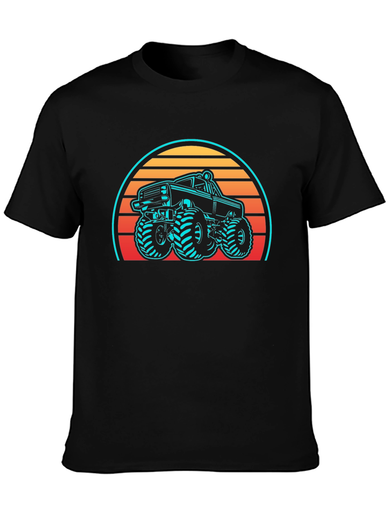 Monster Truck Sunset Graphic Tee - Black