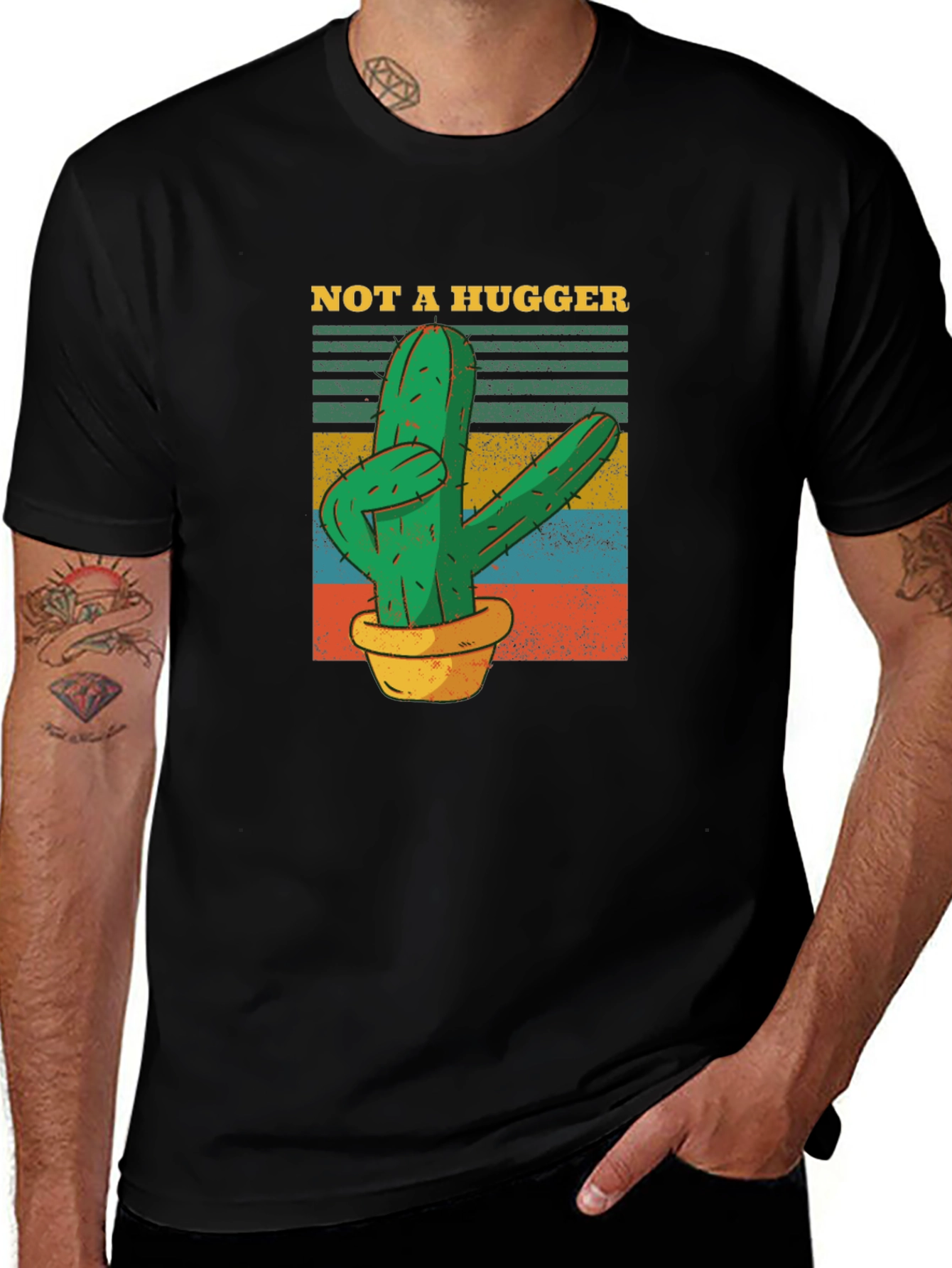 Not A Hugger Cactus Graphic T-Shirt