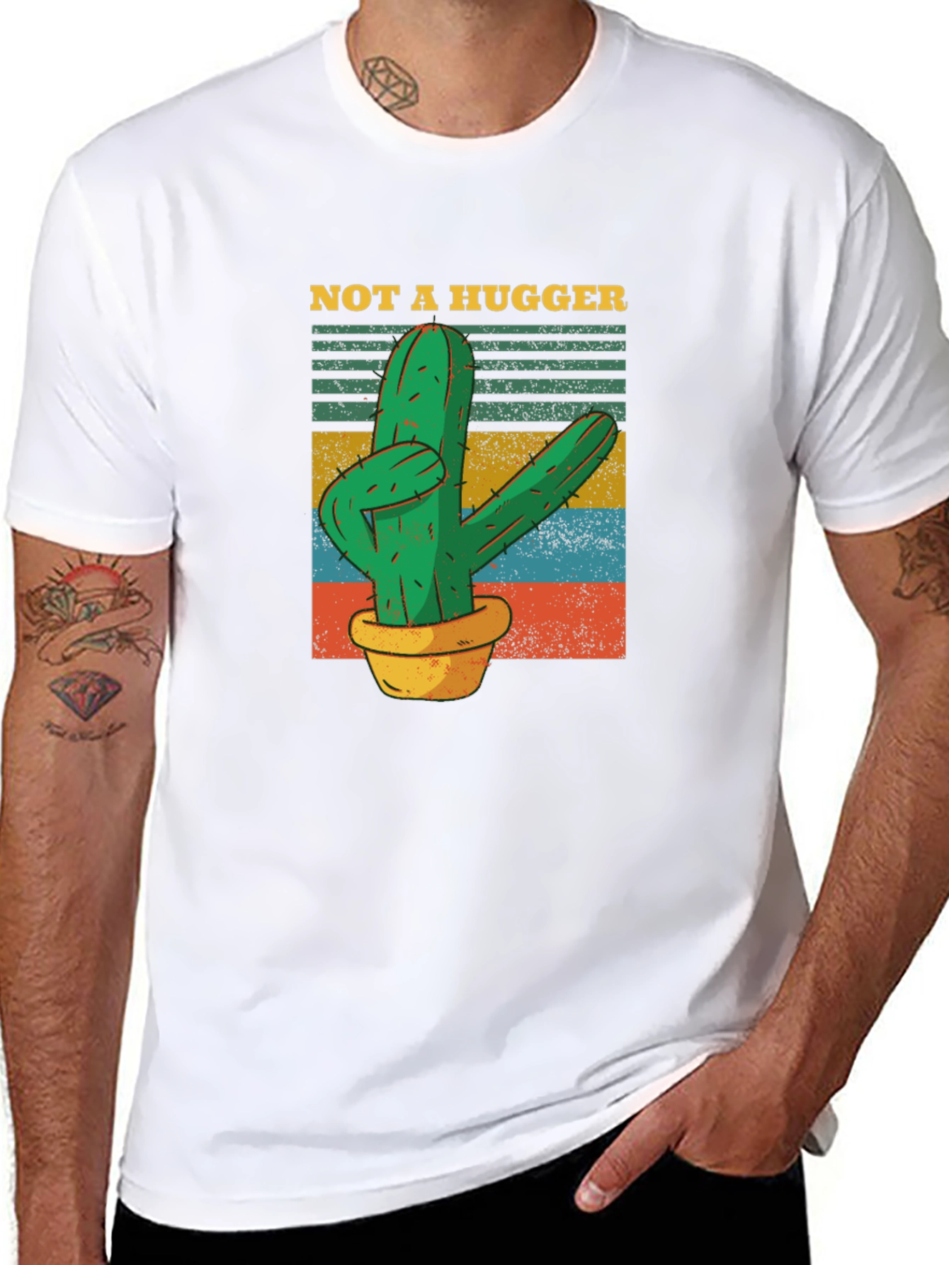 Not A Hugger Cactus Graphic T-Shirt