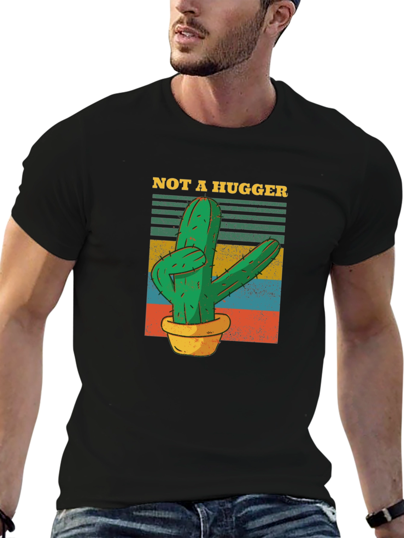 Not A Hugger Cactus Graphic T-Shirt
