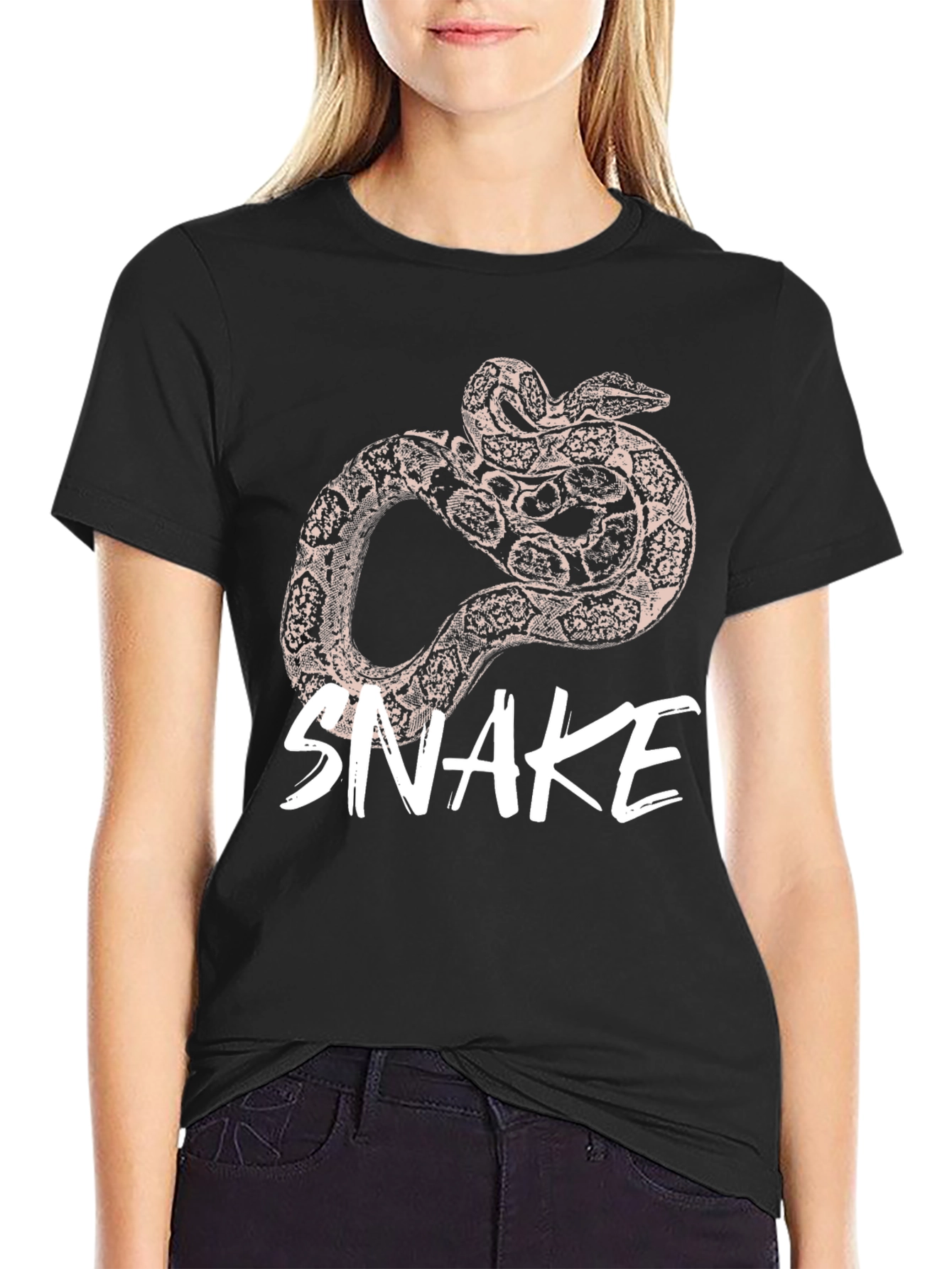 Mens Snake Graphic Print Black T-Shirt