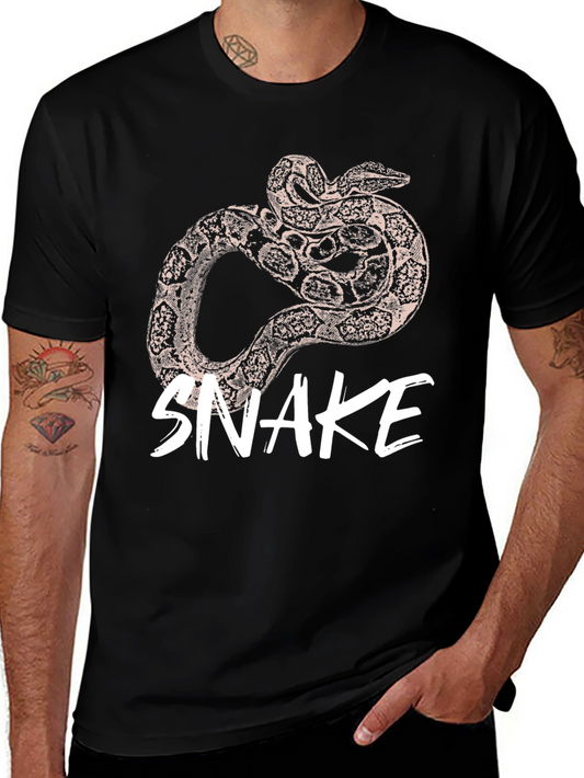 Mens Snake Graphic Print Black T-Shirt