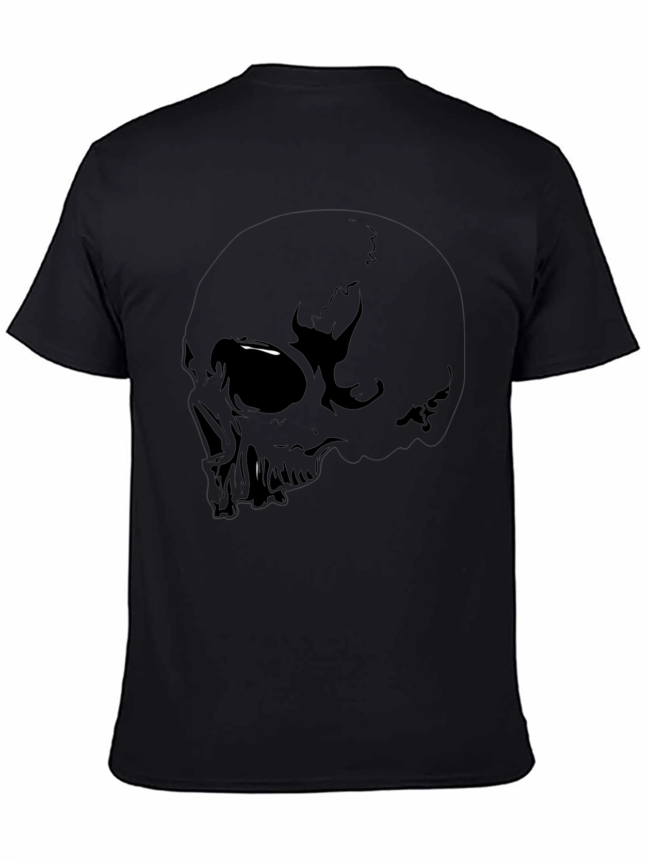 Skull Graphic Tee - Black Cotton Casual Shirt
