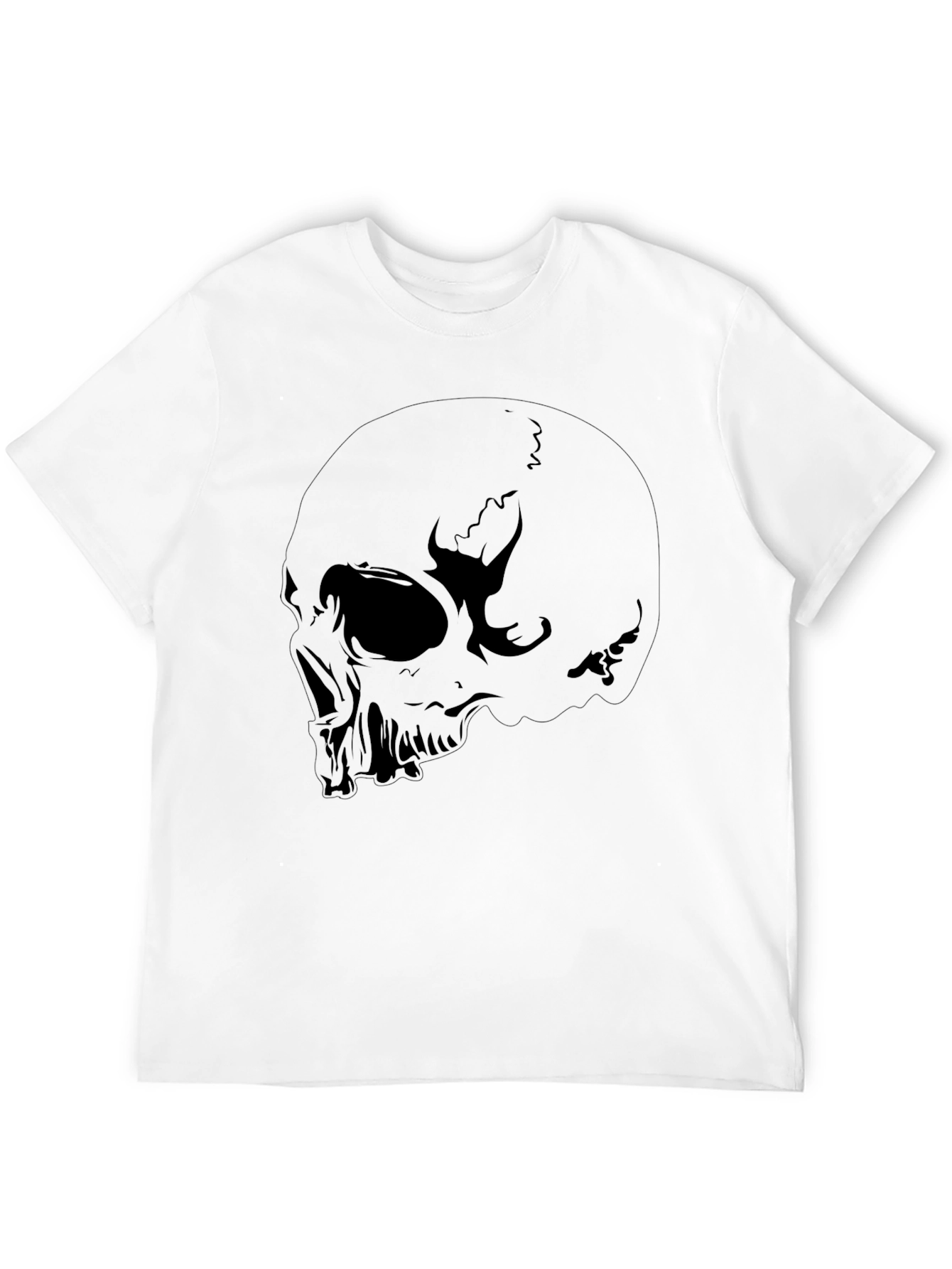 Skull Graphic Tee - Black Cotton Casual Shirt