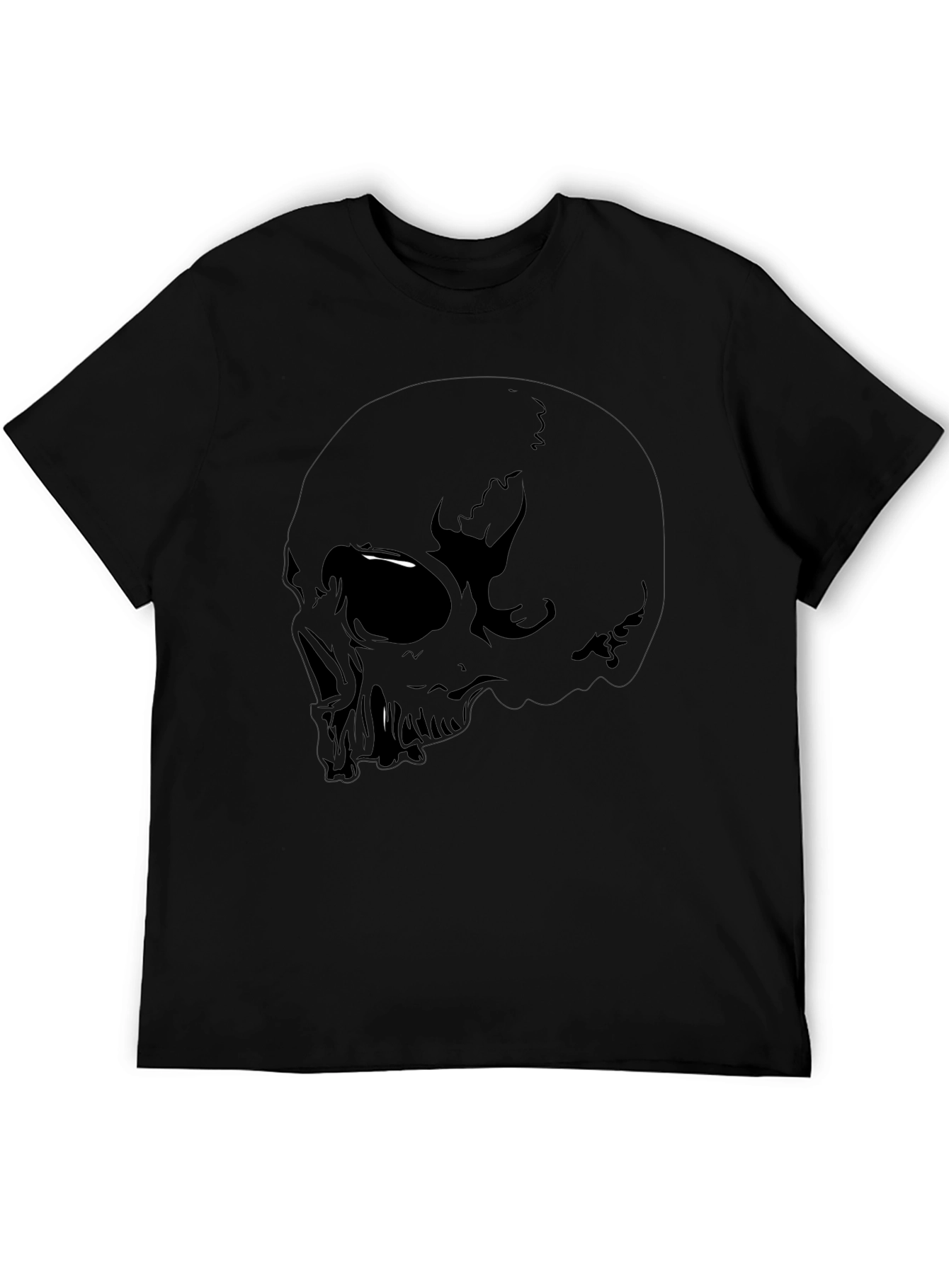 Skull Graphic Tee - Black Cotton Casual Shirt
