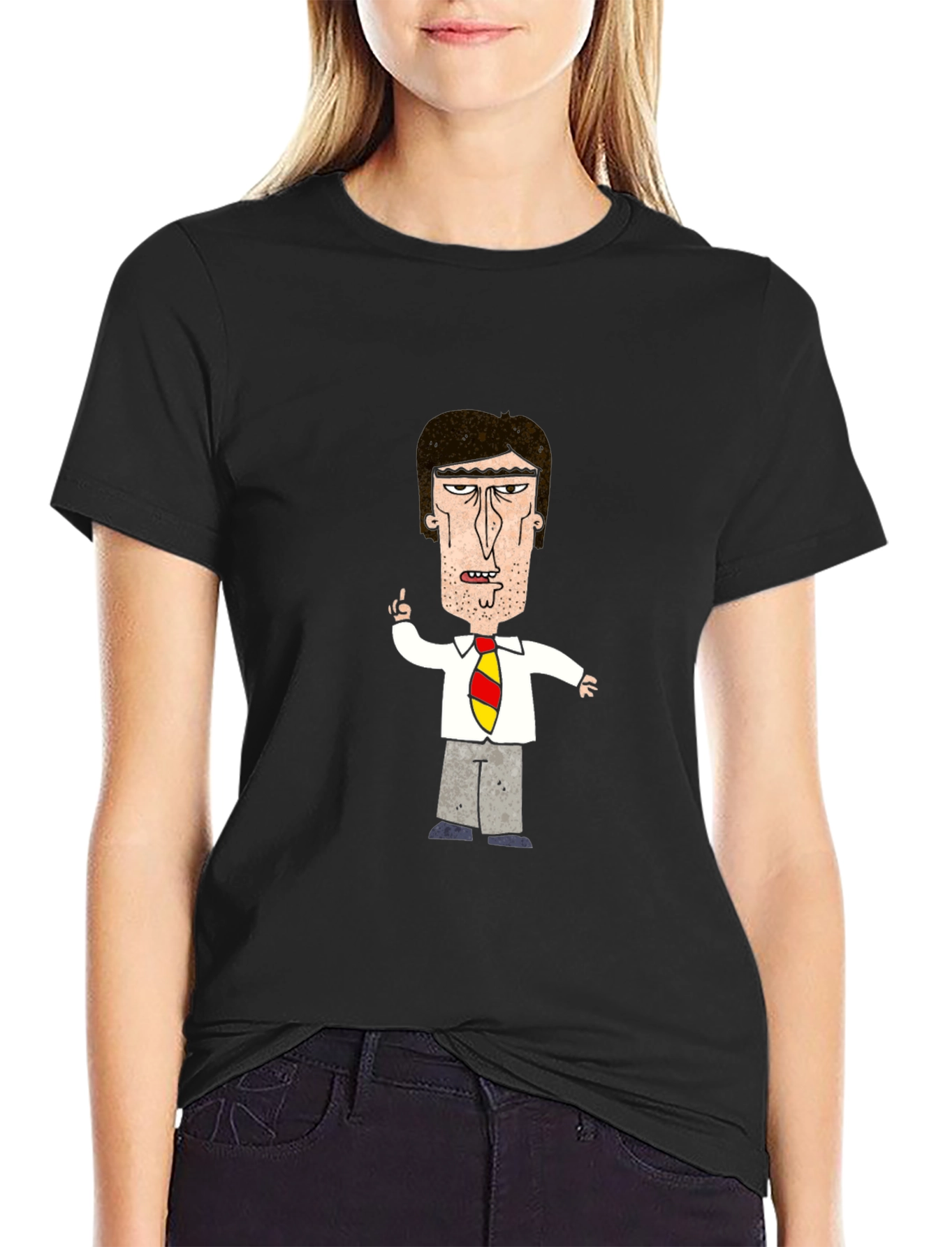 Cartoon Boss Black T-Shirt - Adult Humor