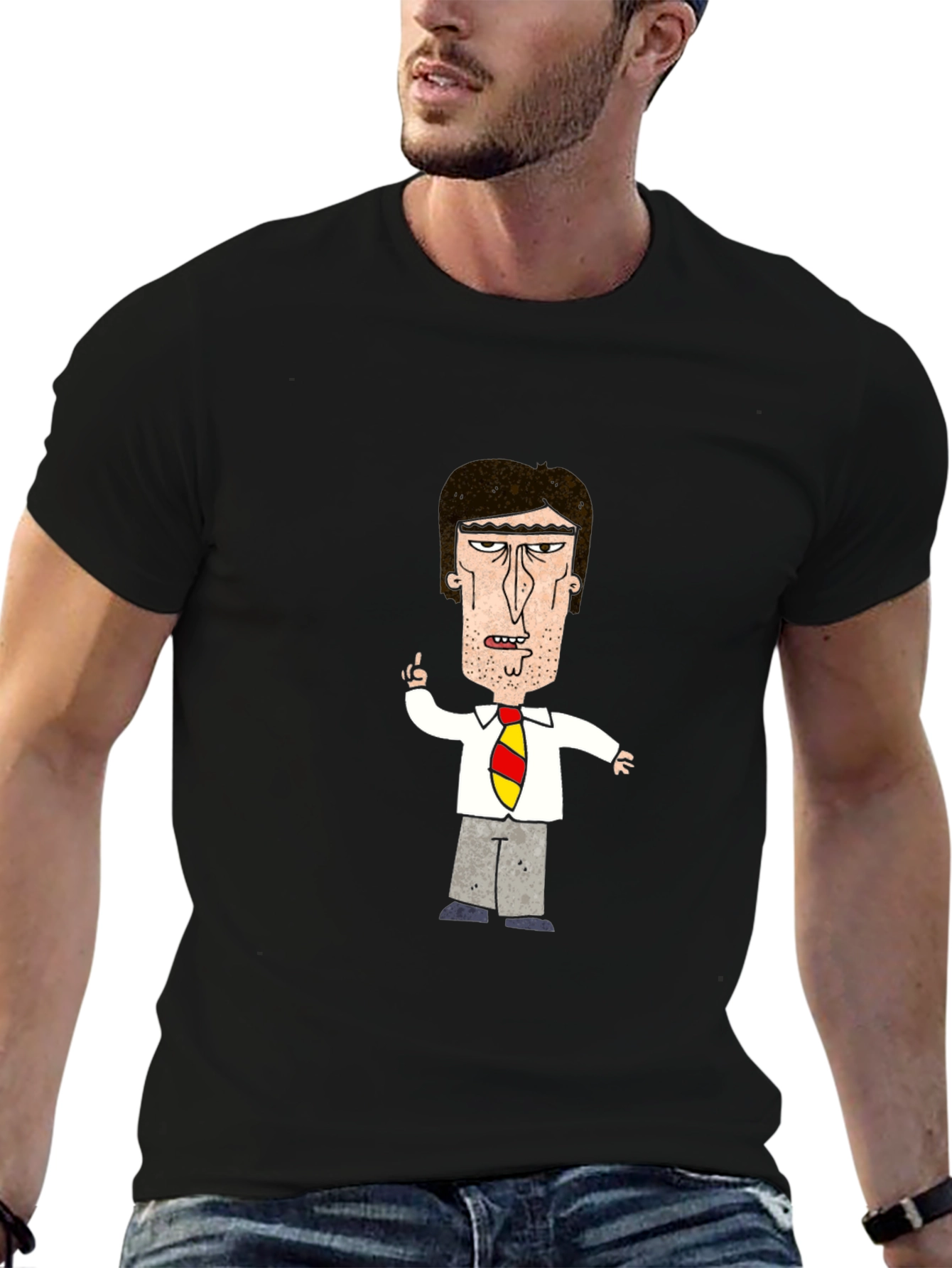 Cartoon Boss Black T-Shirt - Adult Humor